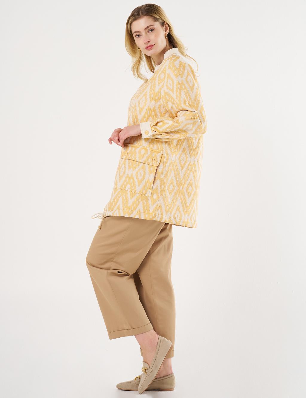  Wide-Pocket Denim Trim Jacket in Saffron