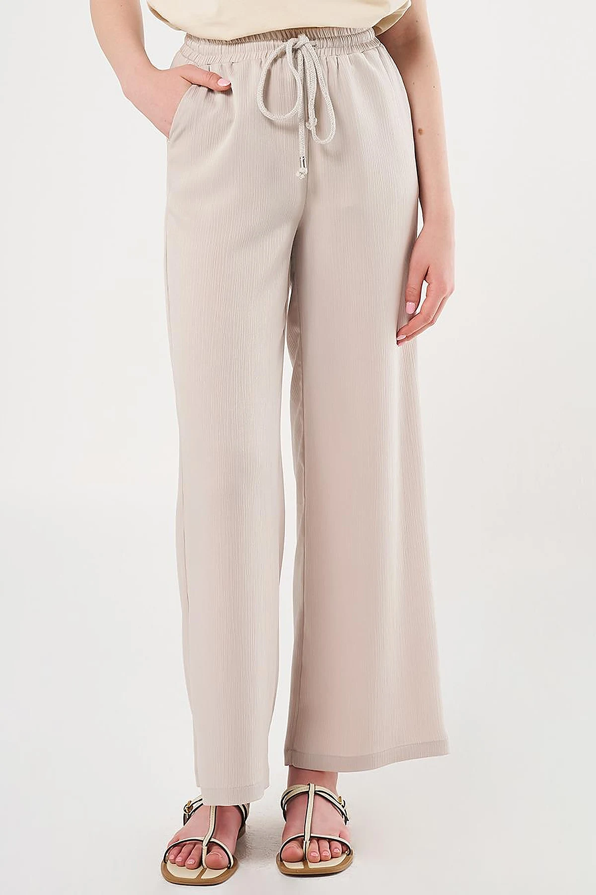 Laced Relaxed Fit Pants Stone 
