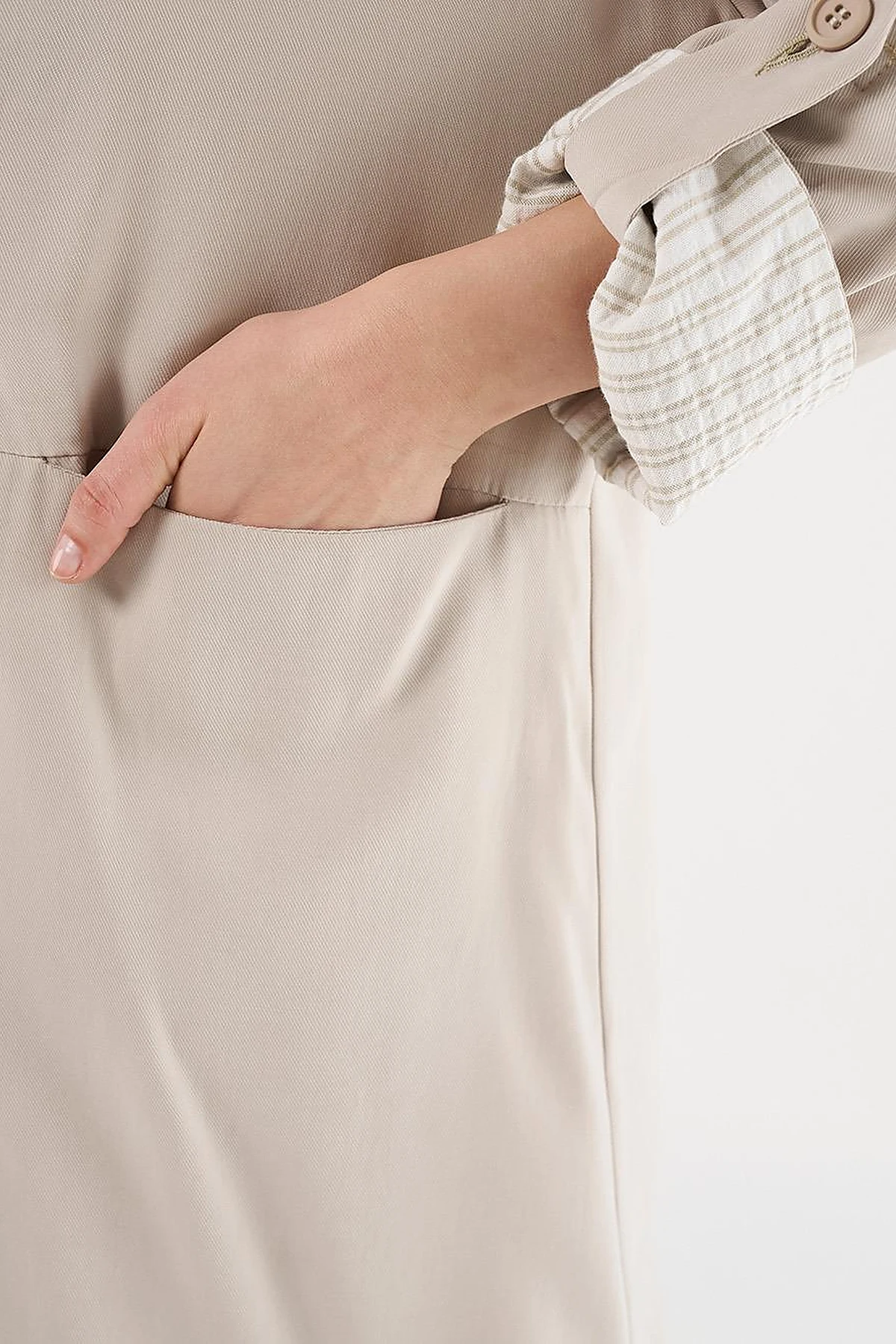 Foldable Cuffs Buttoned Jacket Stone
