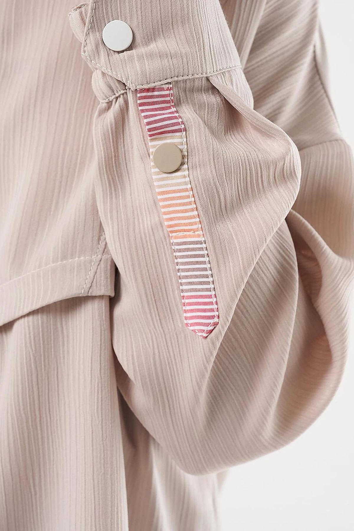 Snap-Button Closure High-Neck Sweatshirt in Stone