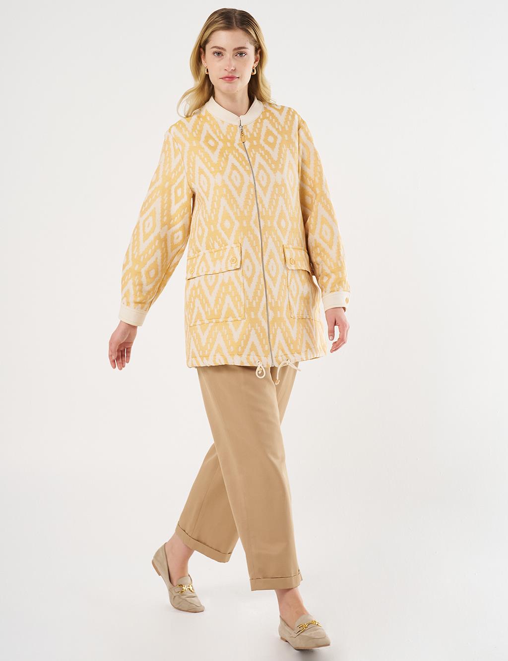  Wide-Pocket Denim Trim Jacket in Saffron