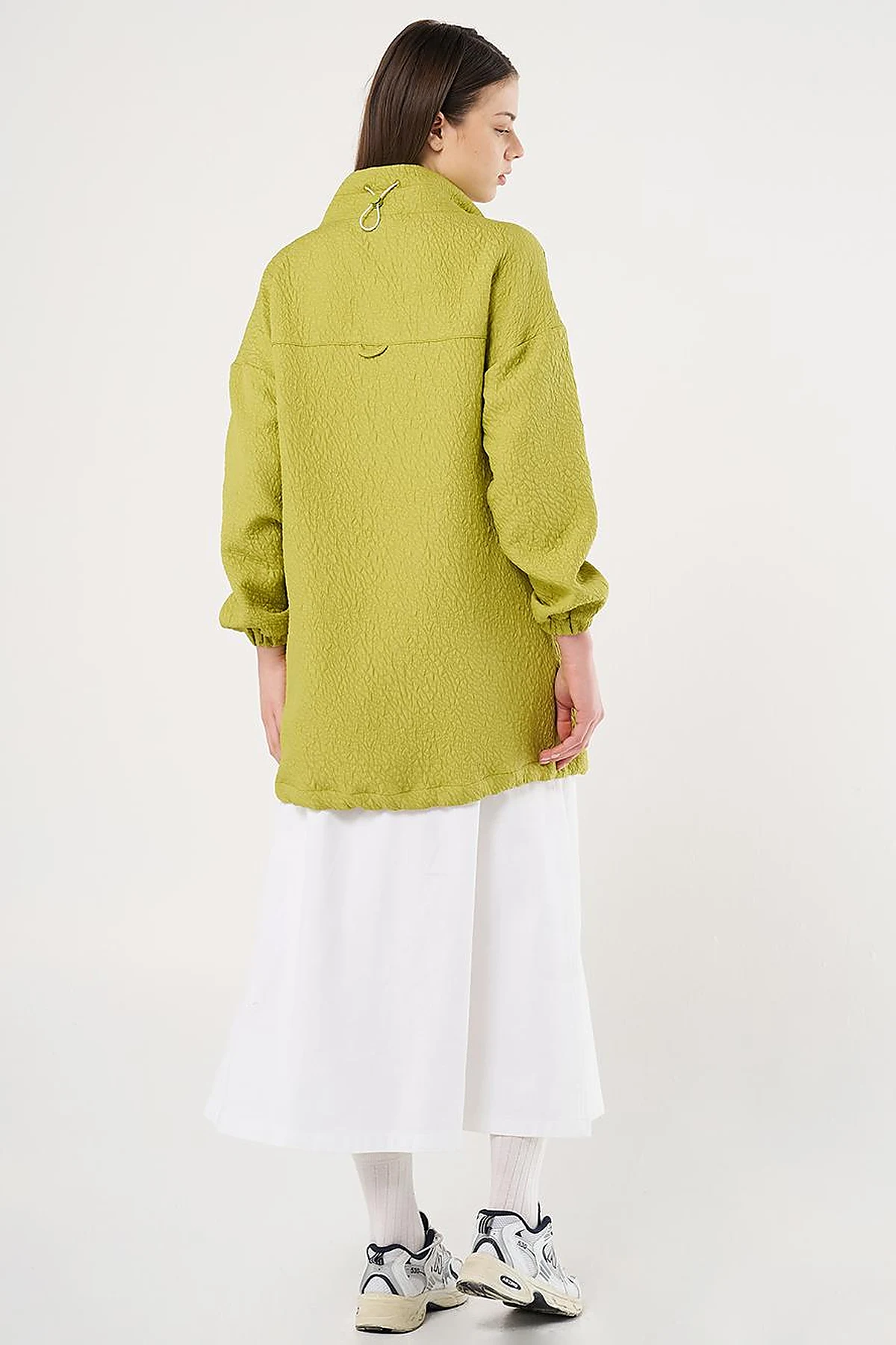 Zipper Closure Quilted Tunic in Pistachio Green