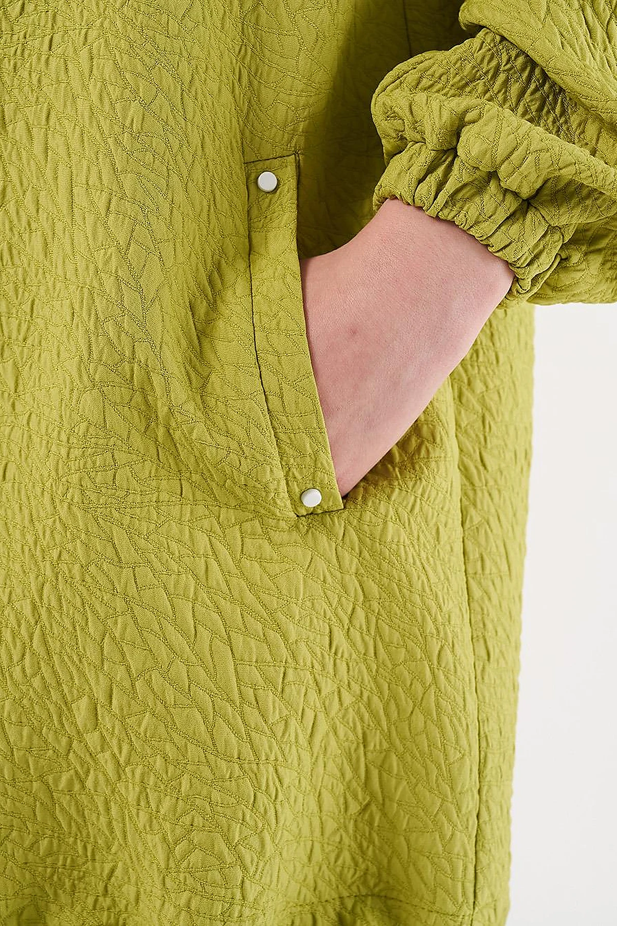 Zipper Closure Quilted Tunic in Pistachio Green