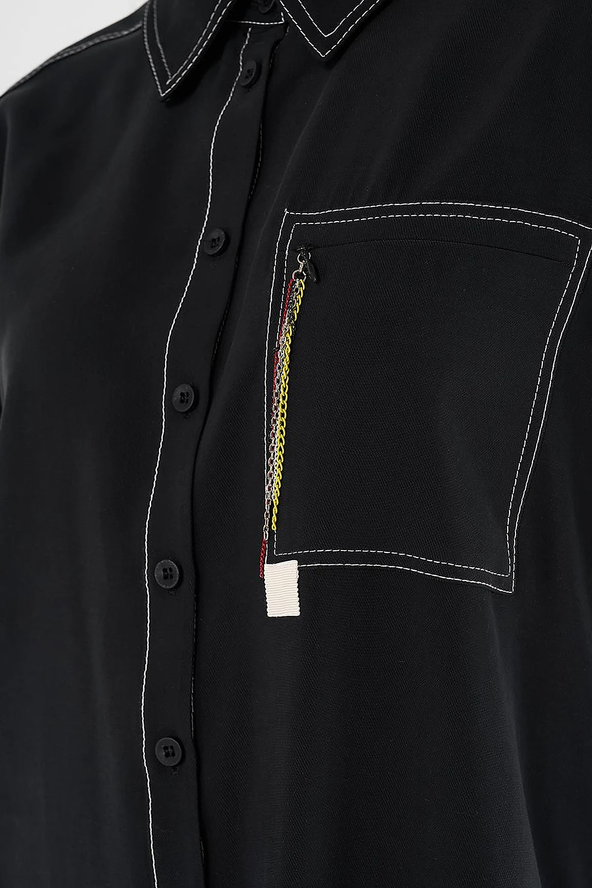 Punto-Stitched Chain-Embellished Tunic Black