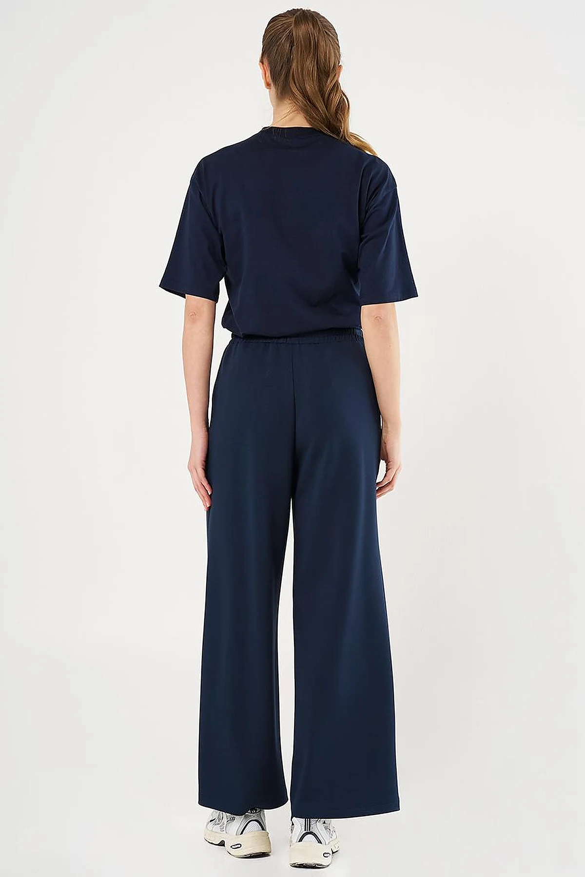 Topstitched Scuba Pants Navy Blue