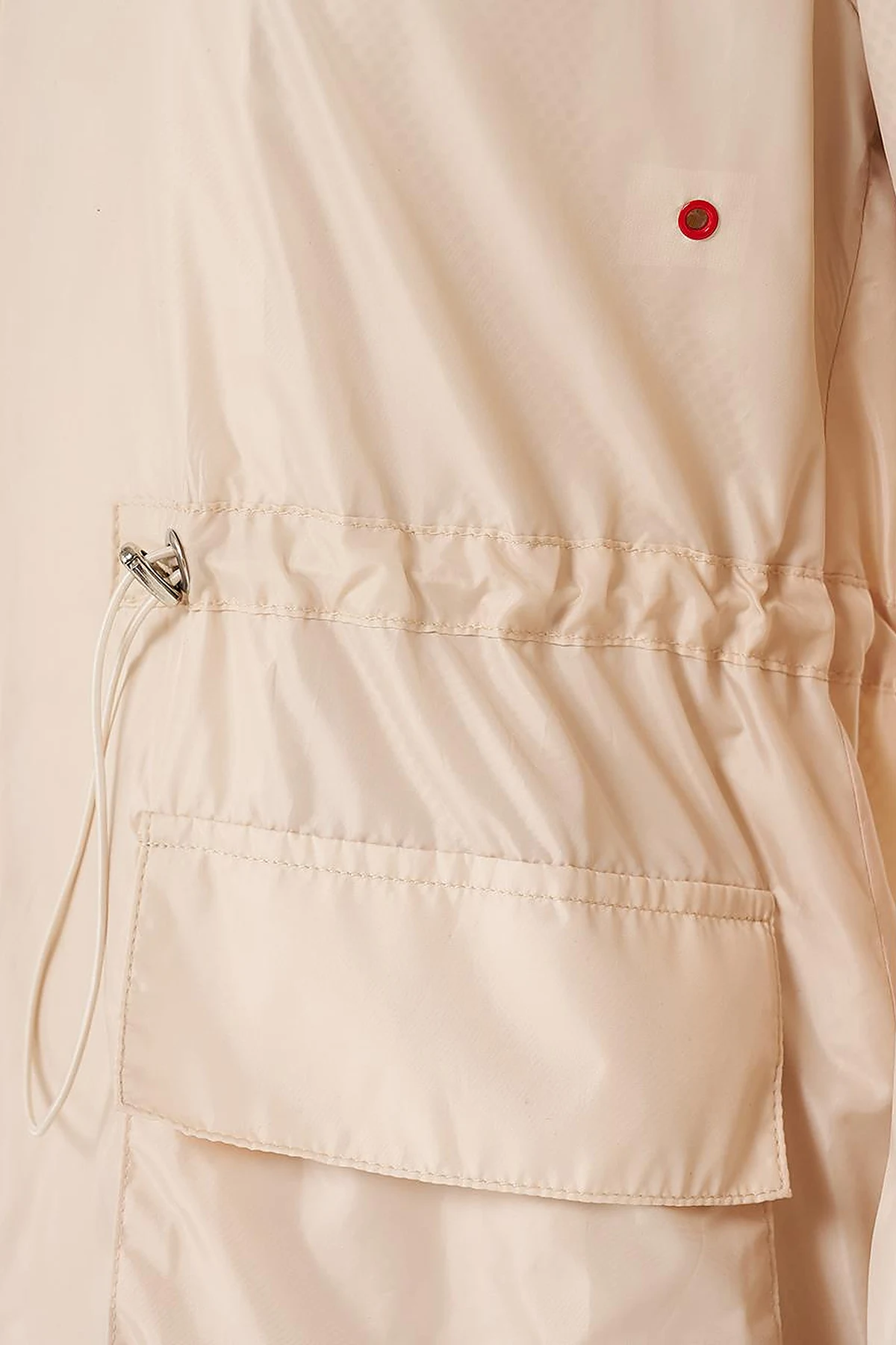 Mesh Detail Drawstring Waist Coat Stone 
