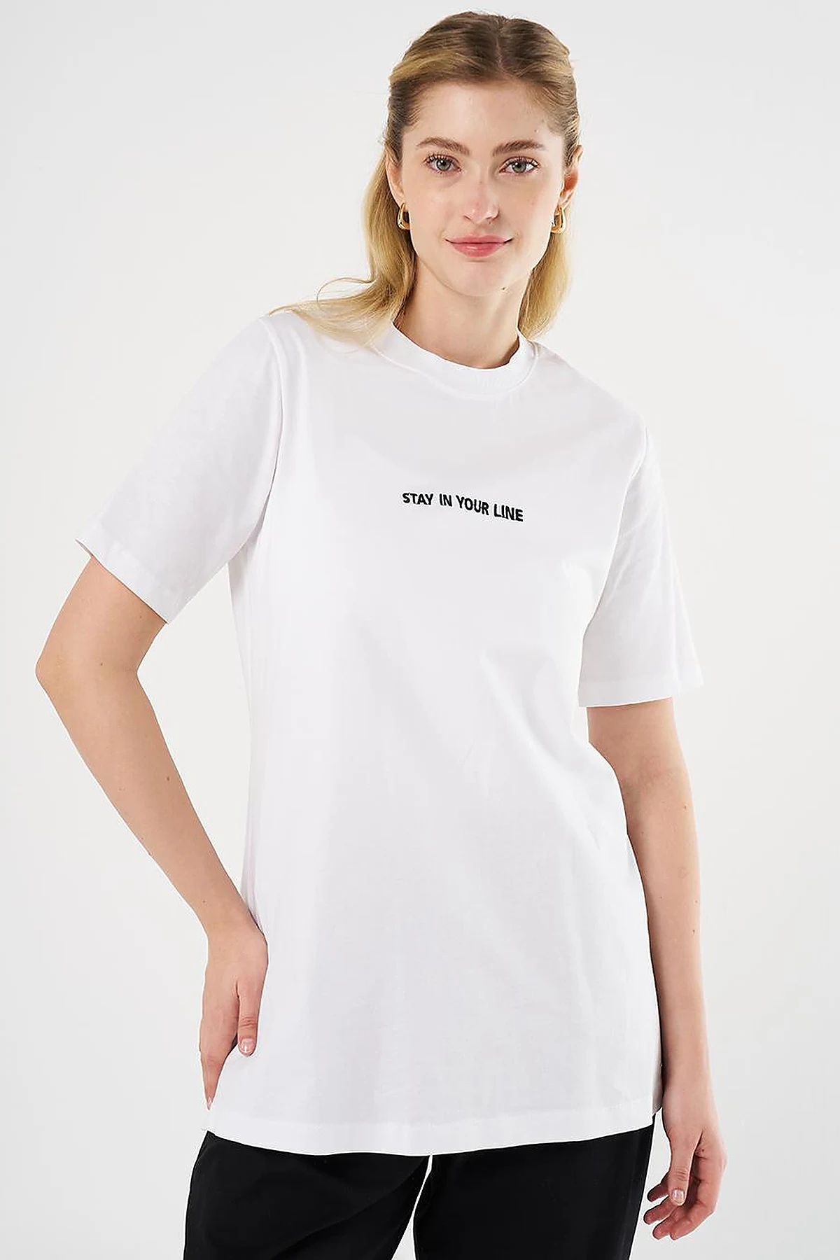 Slogan Embroidered T-shirt Optic White