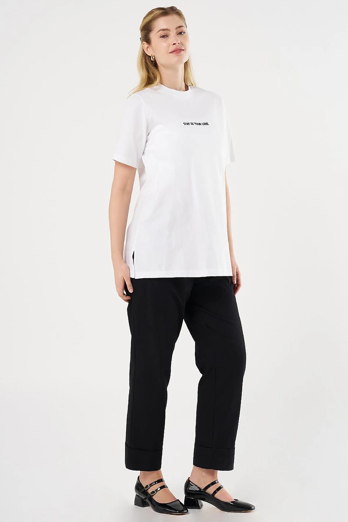 Slogan Embroidered T-shirt Optic White