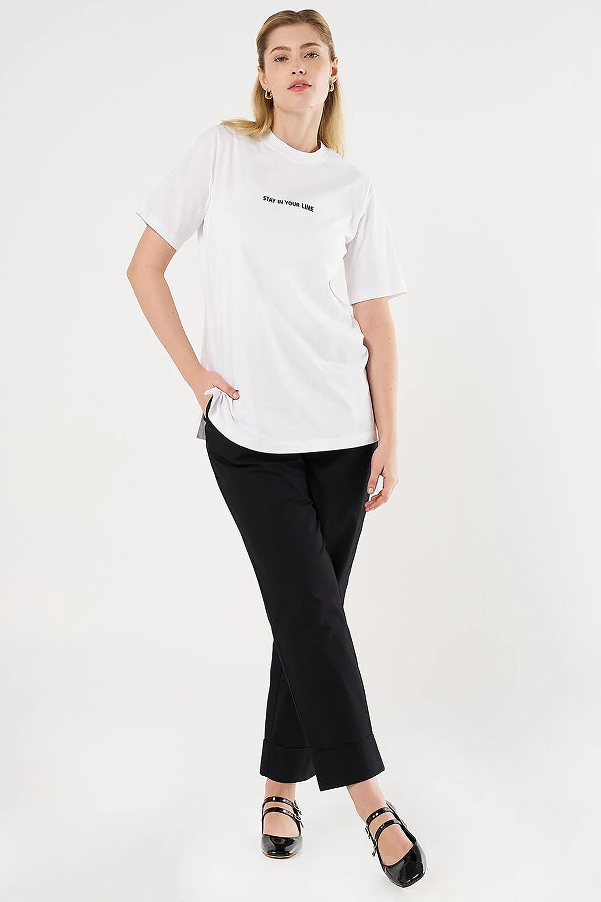 Slogan Embroidered T-shirt Optic White