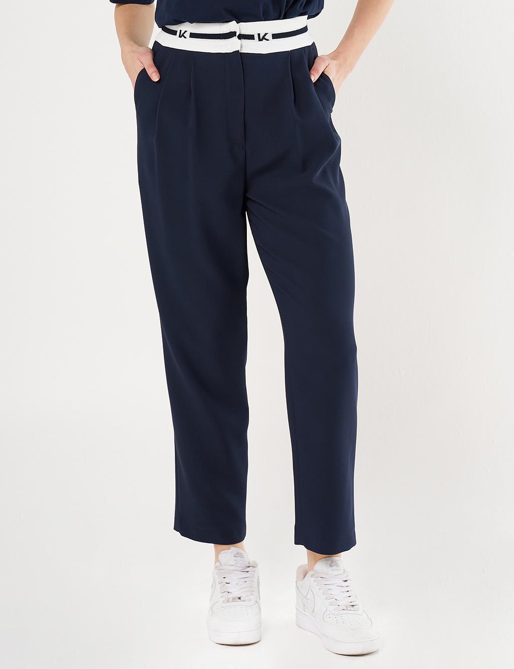  Logoed Carrot Cut Pants - Dark Navy Blue