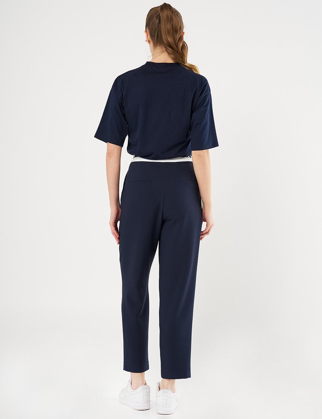  Logoed Carrot Cut Pants - Dark Navy Blue