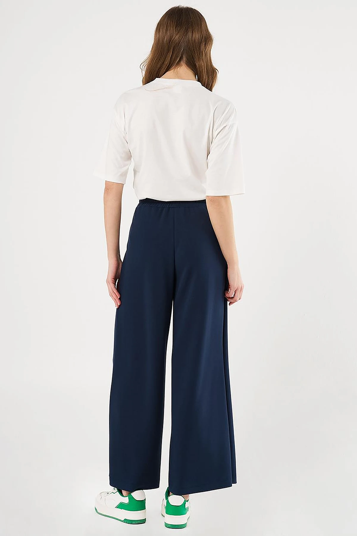 Topstitched Knit Pants - Dark Navy Blue