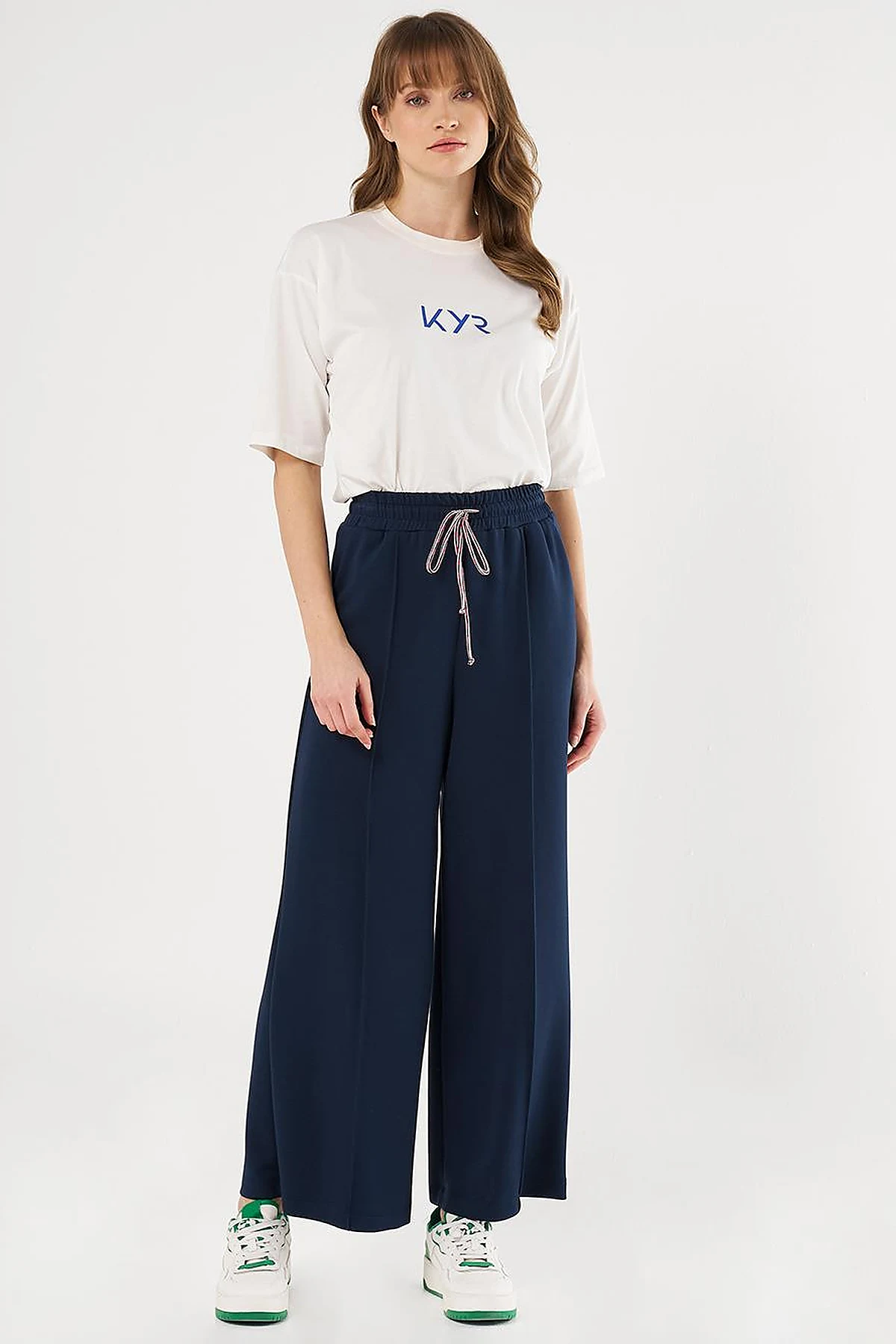 Topstitched Knit Pants - Dark Navy Blue