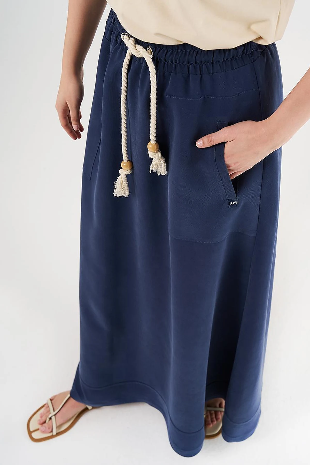 Patch Pocket High-Waist Skirt - Navy