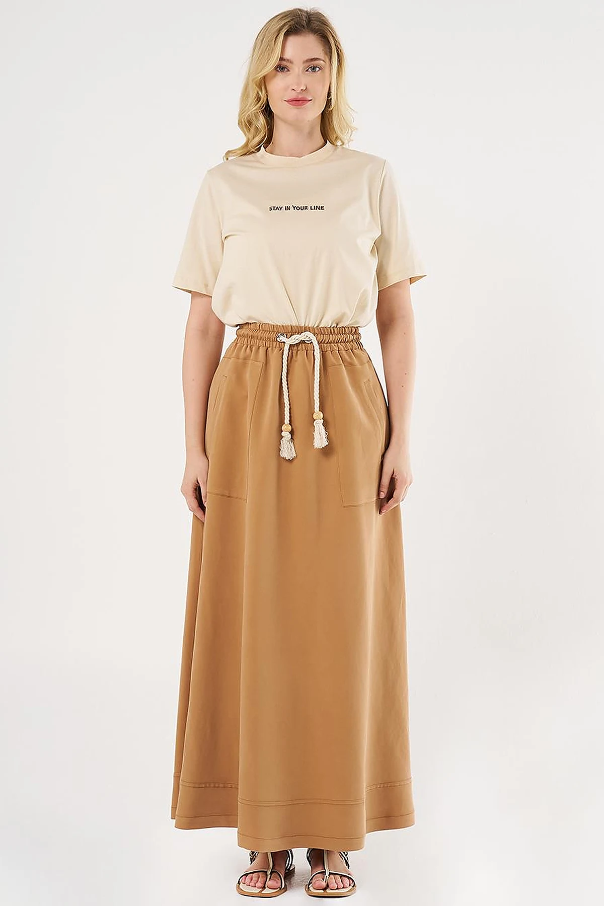Patch Pocket High-Waist Skirt - Tobacco