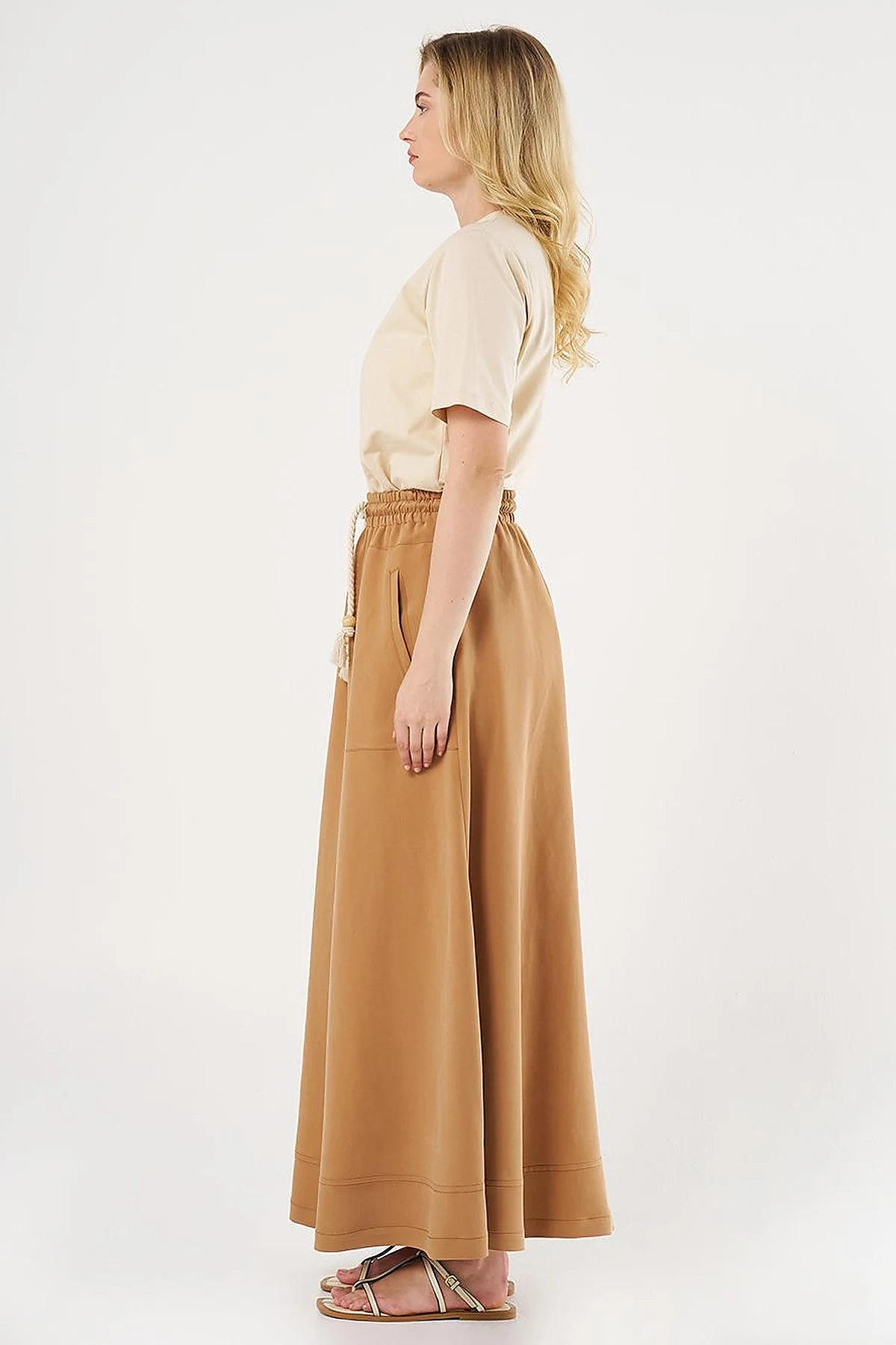 Patch Pocket High-Waist Skirt - Tobacco