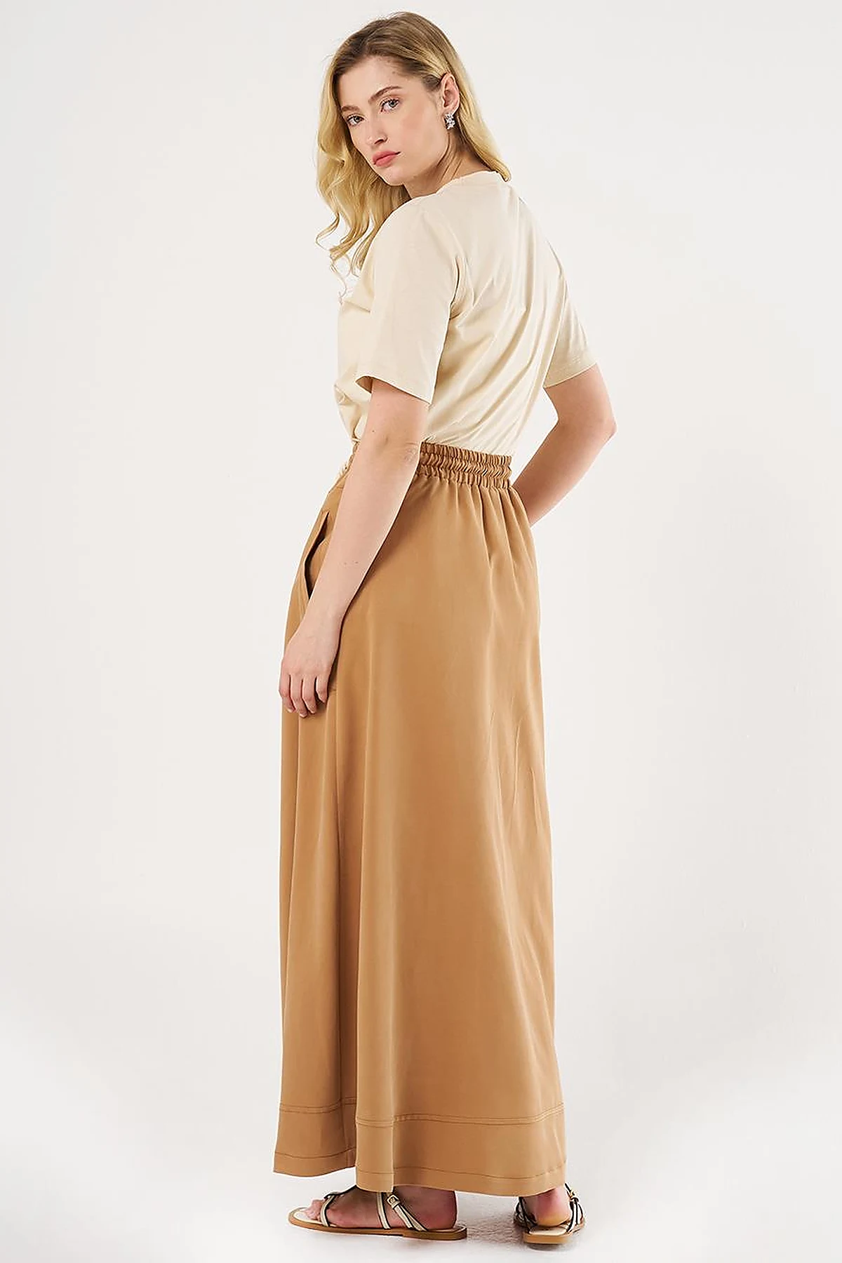 Patch Pocket High-Waist Skirt - Tobacco