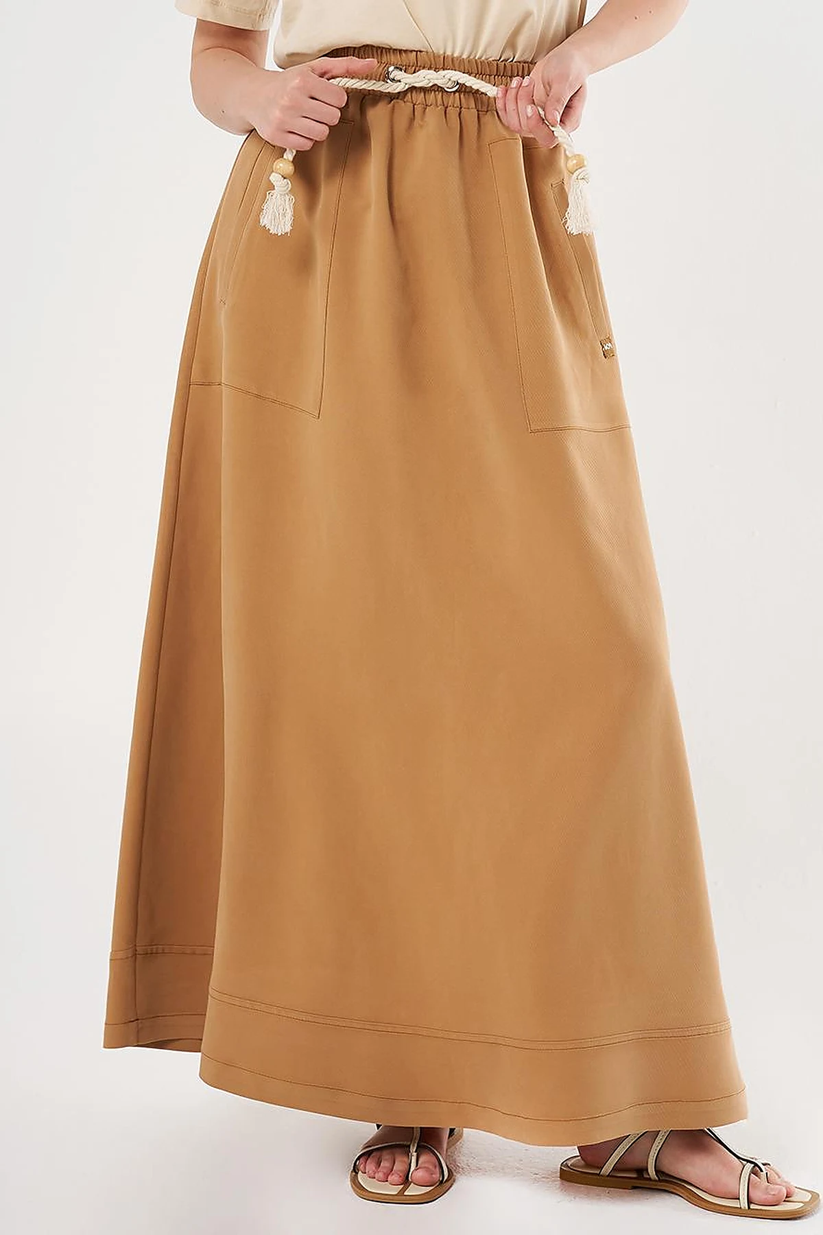 Patch Pocket High-Waist Skirt - Tobacco