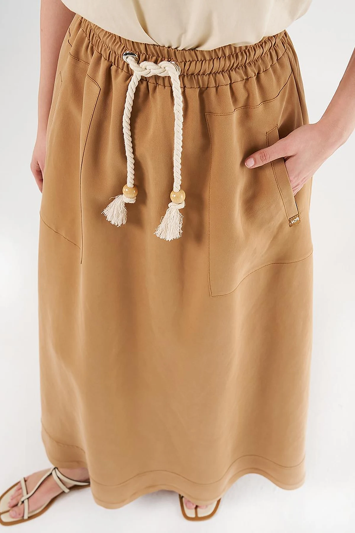Patch Pocket High-Waist Skirt - Tobacco