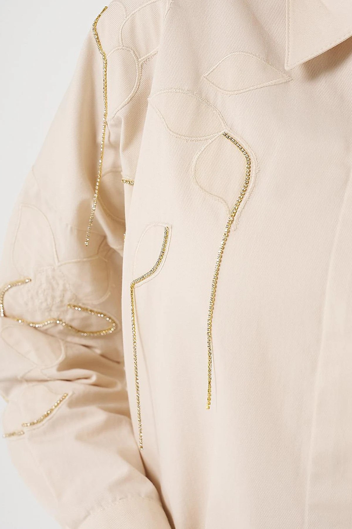 100% Cotton Stone Embellished Tunic Cream