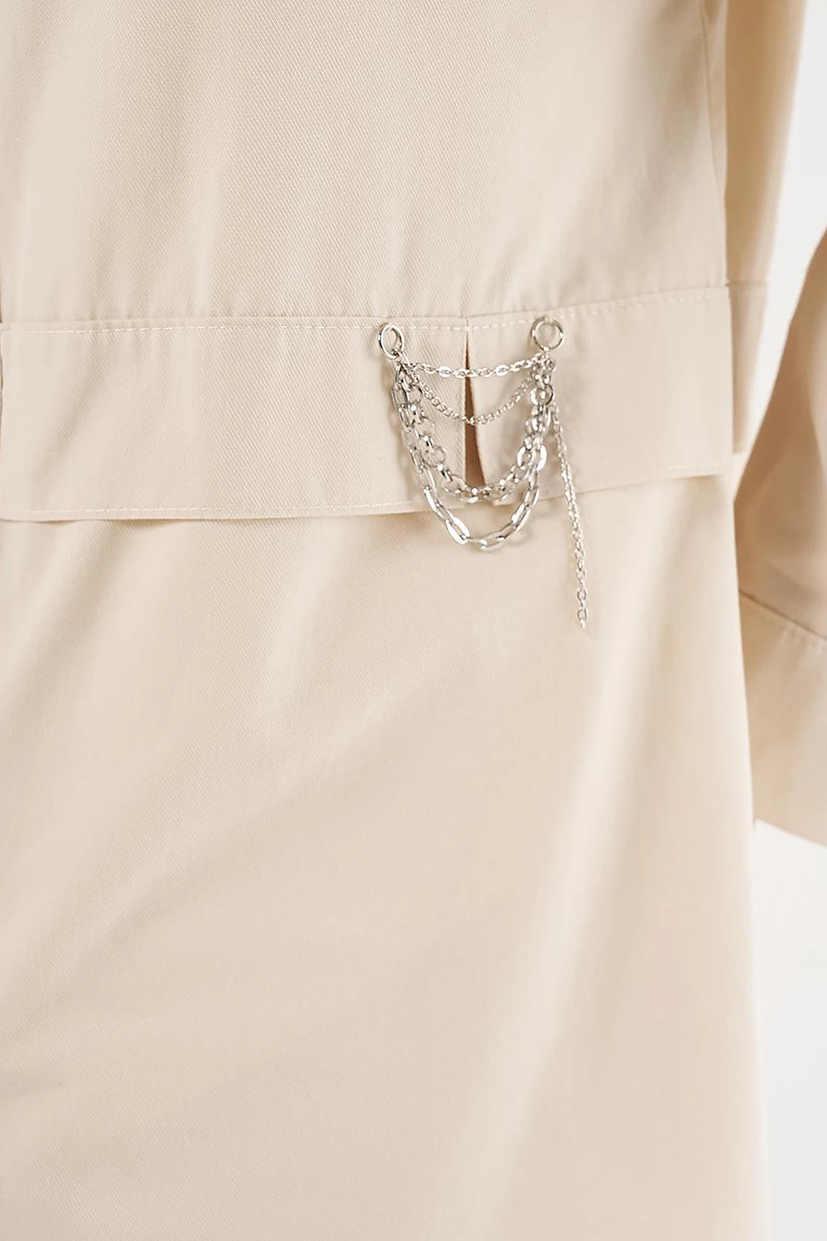Chain-Detail Cotton Tunic Cream
