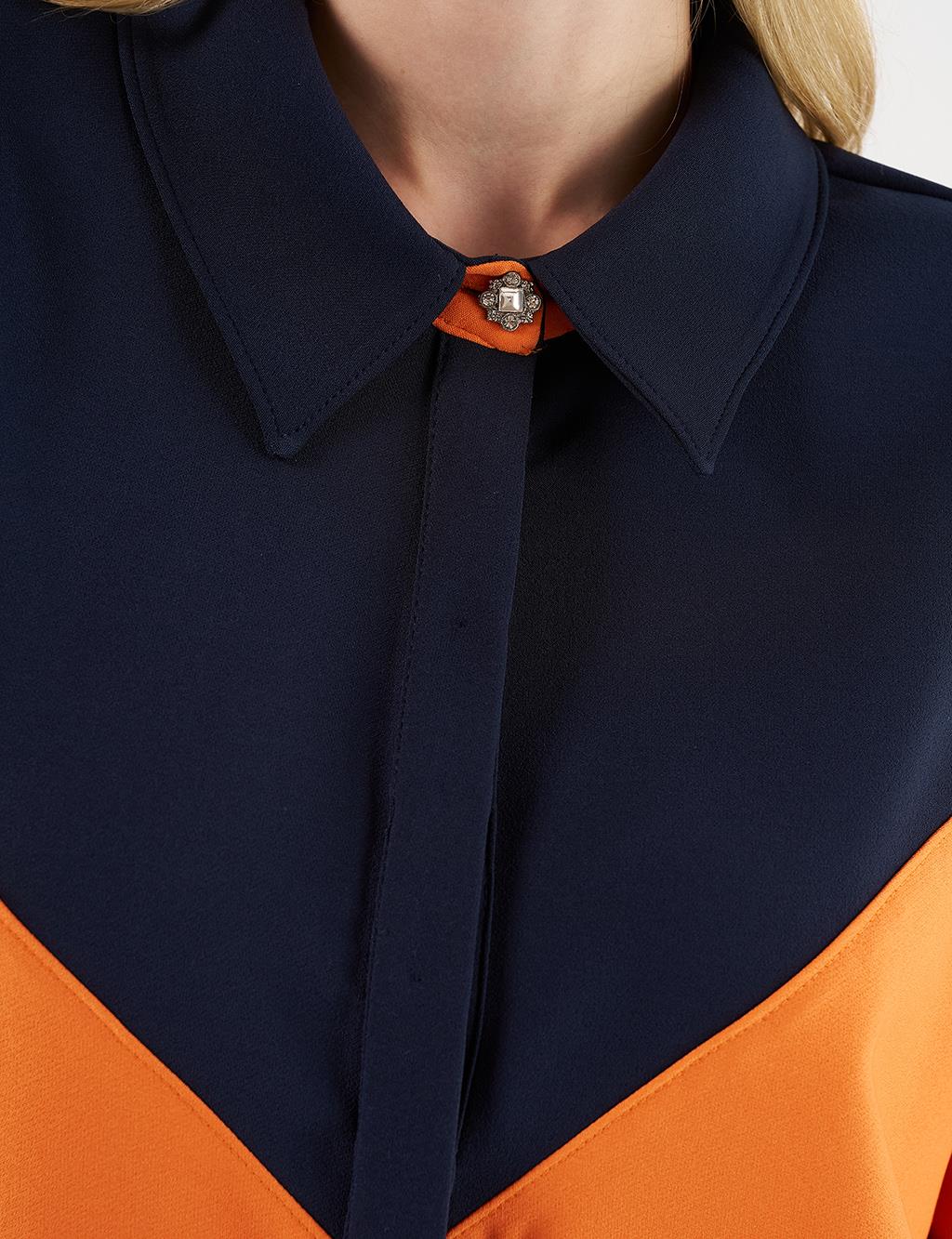 Color-Blocked Tunic Dark Navy
