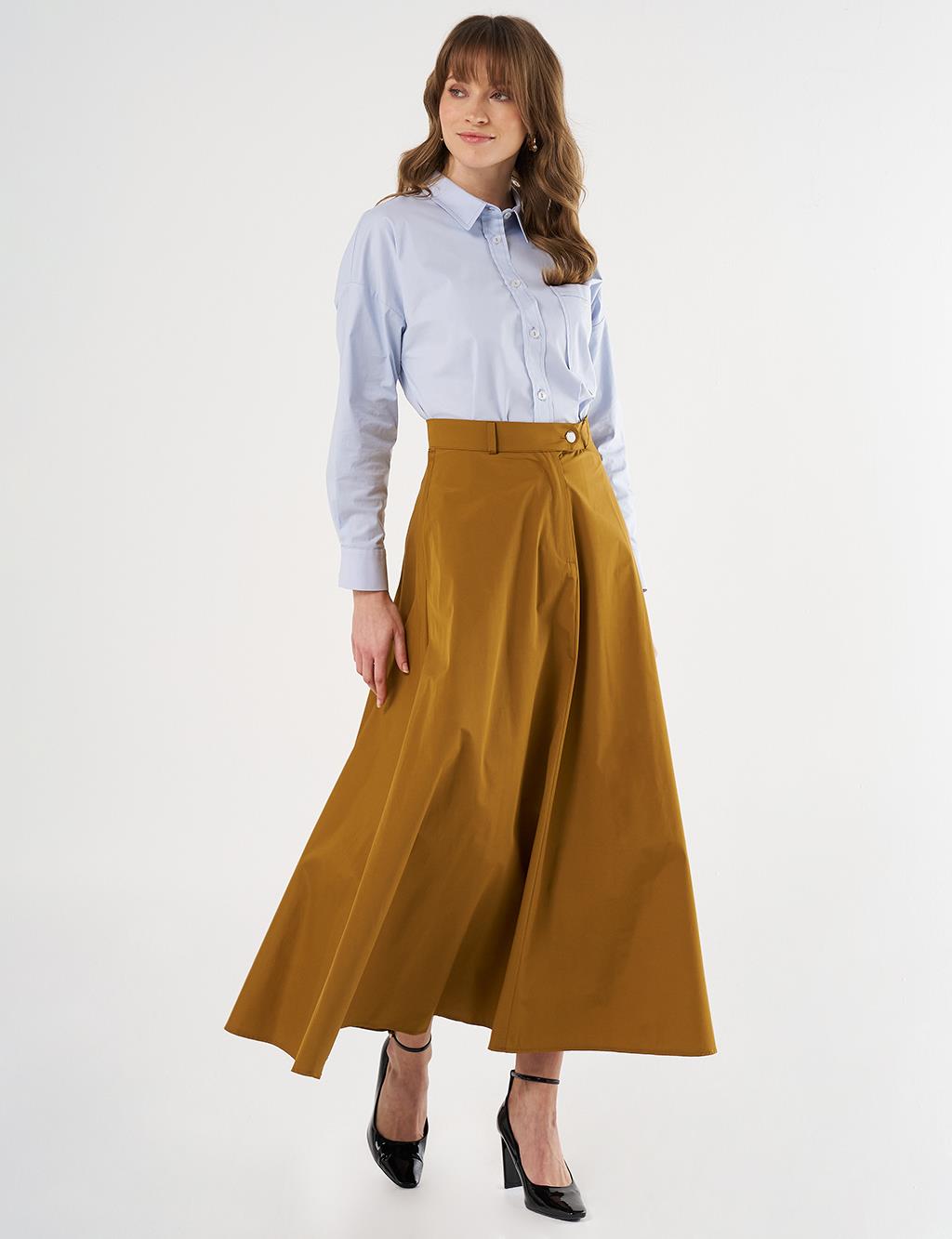 Buttoned Flared Skirt Olive