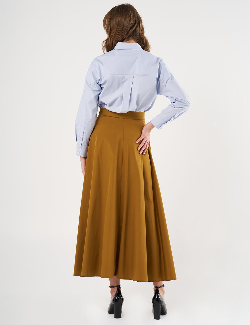 Buttoned Flared Skirt Olive