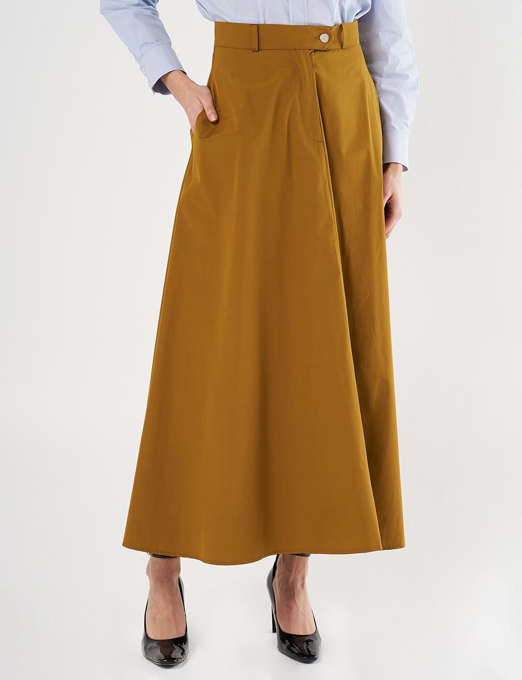Buttoned Flared Skirt Olive