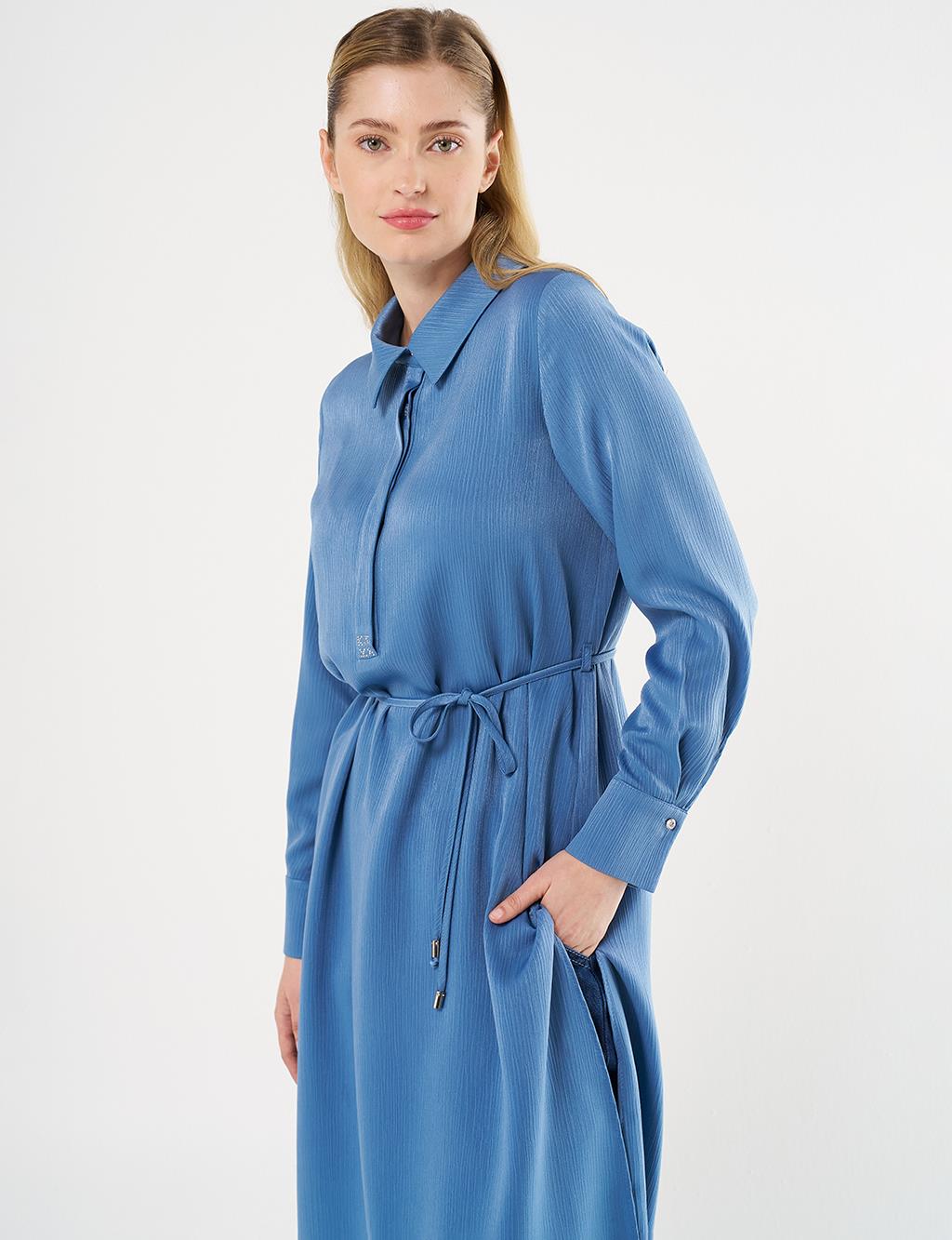 Drawstring Long Tunic in Tiara Blue