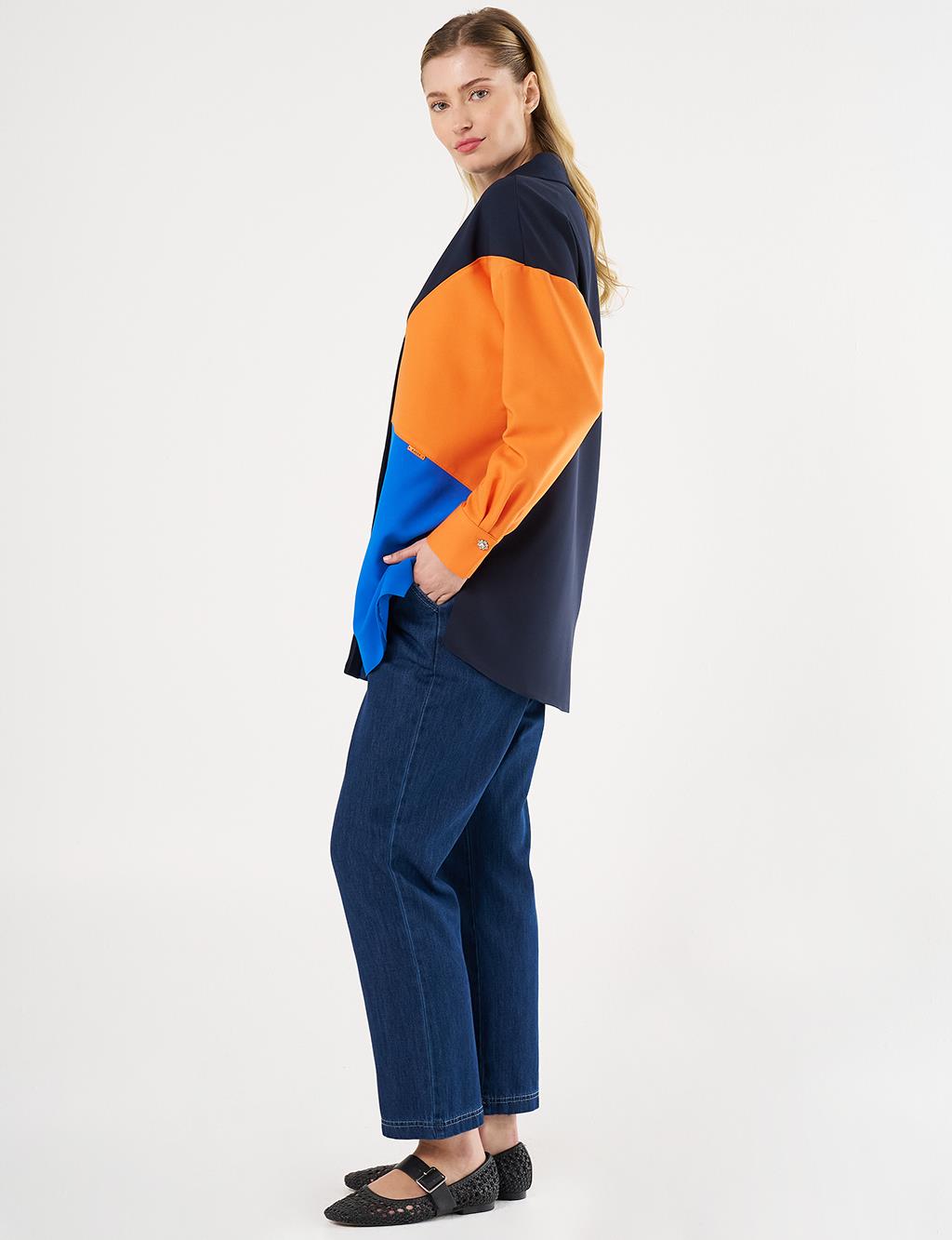 Color-Blocked Tunic Dark Navy