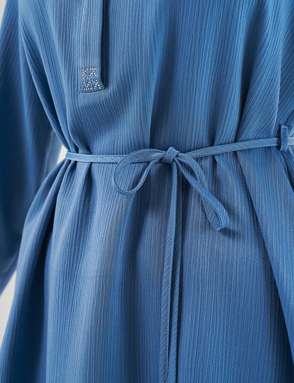 Drawstring Long Tunic in Tiara Blue