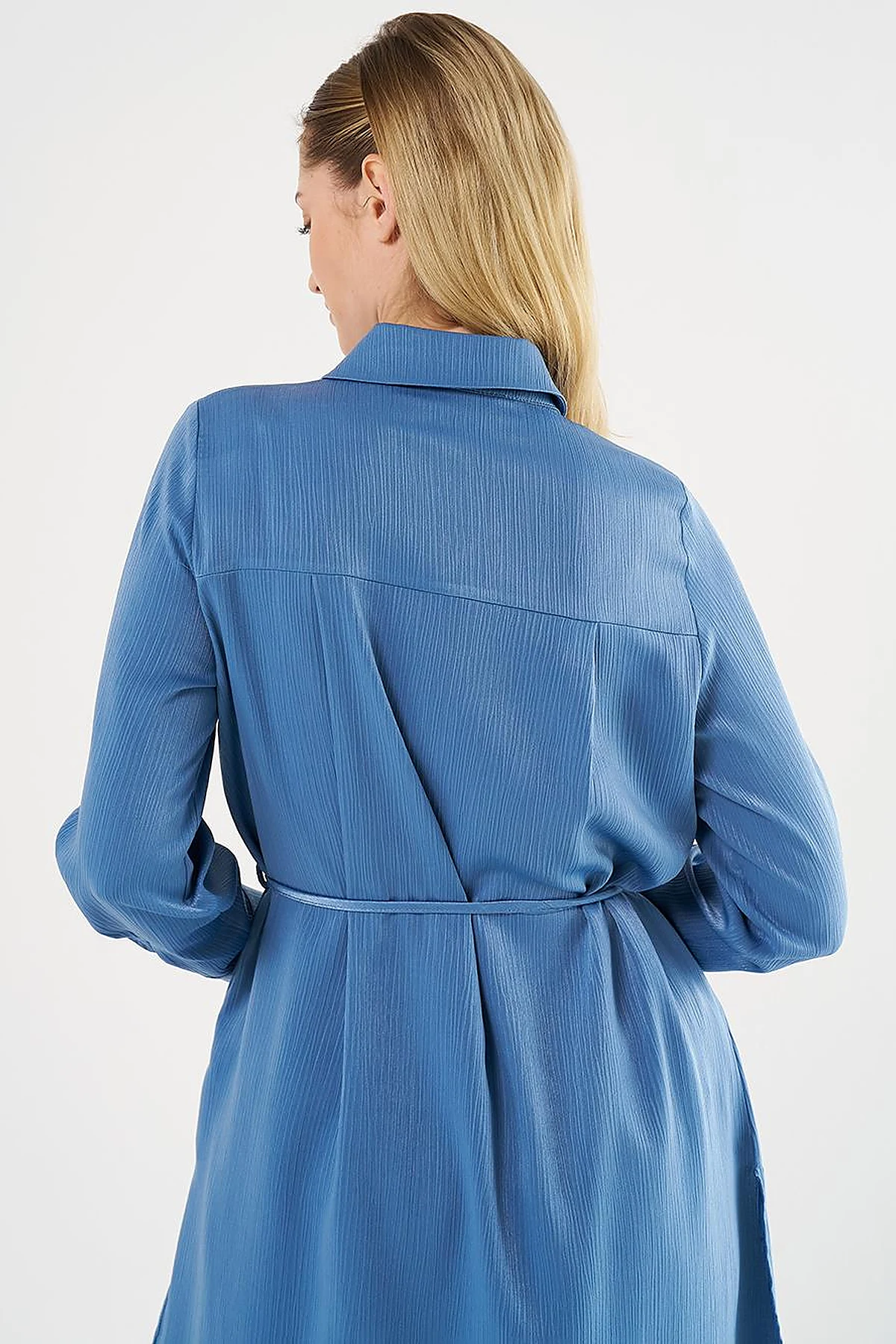 Drawstring Long Tunic in Tiara Blue