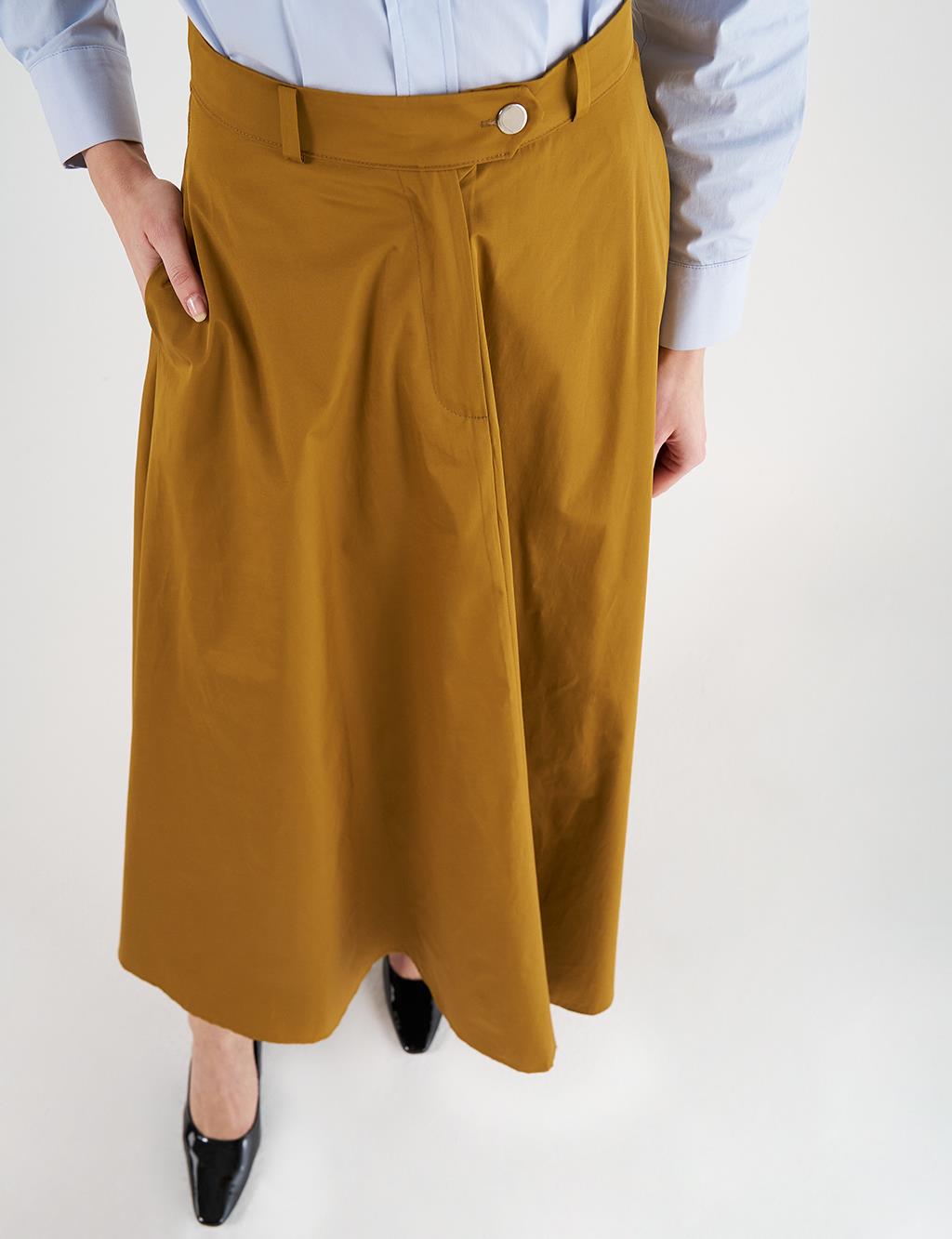 Buttoned Flared Skirt Olive