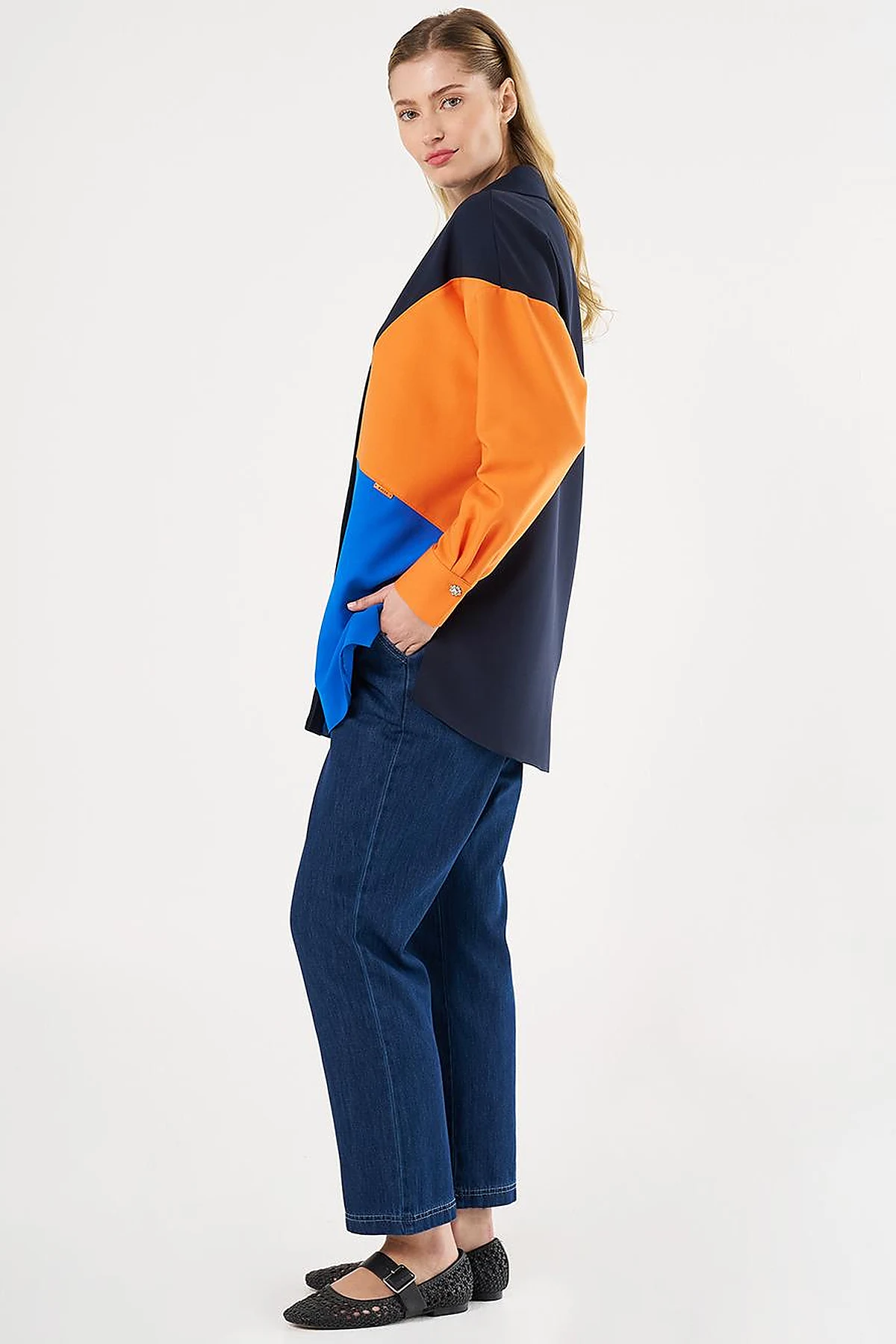 Color-Blocked Tunic Dark Navy
