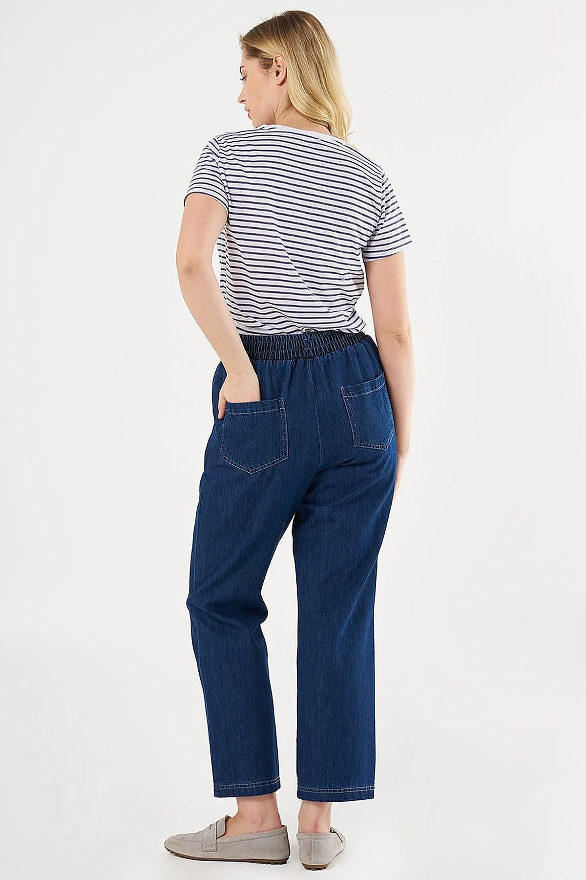 Laced Denim Pants Navy