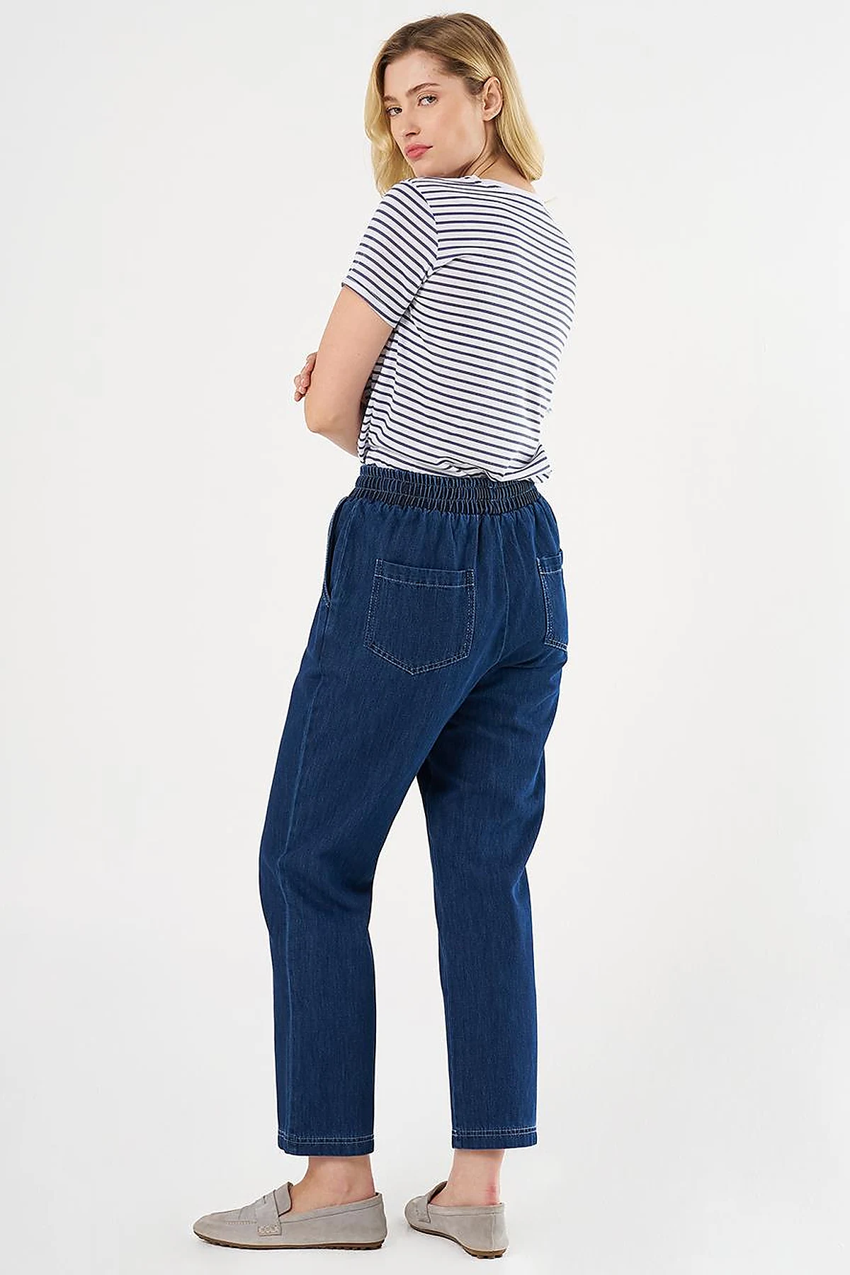 Laced Denim Pants Navy