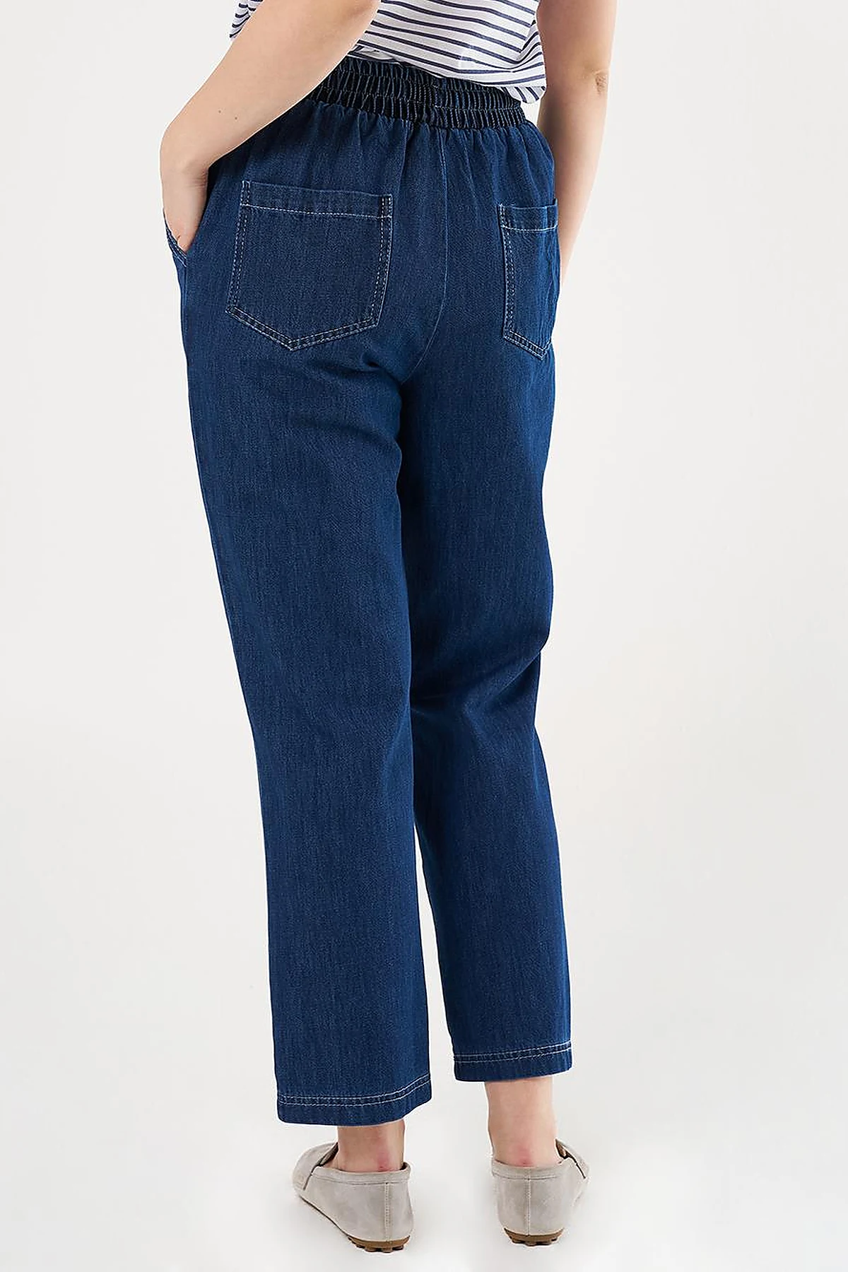 Laced Denim Pants Navy