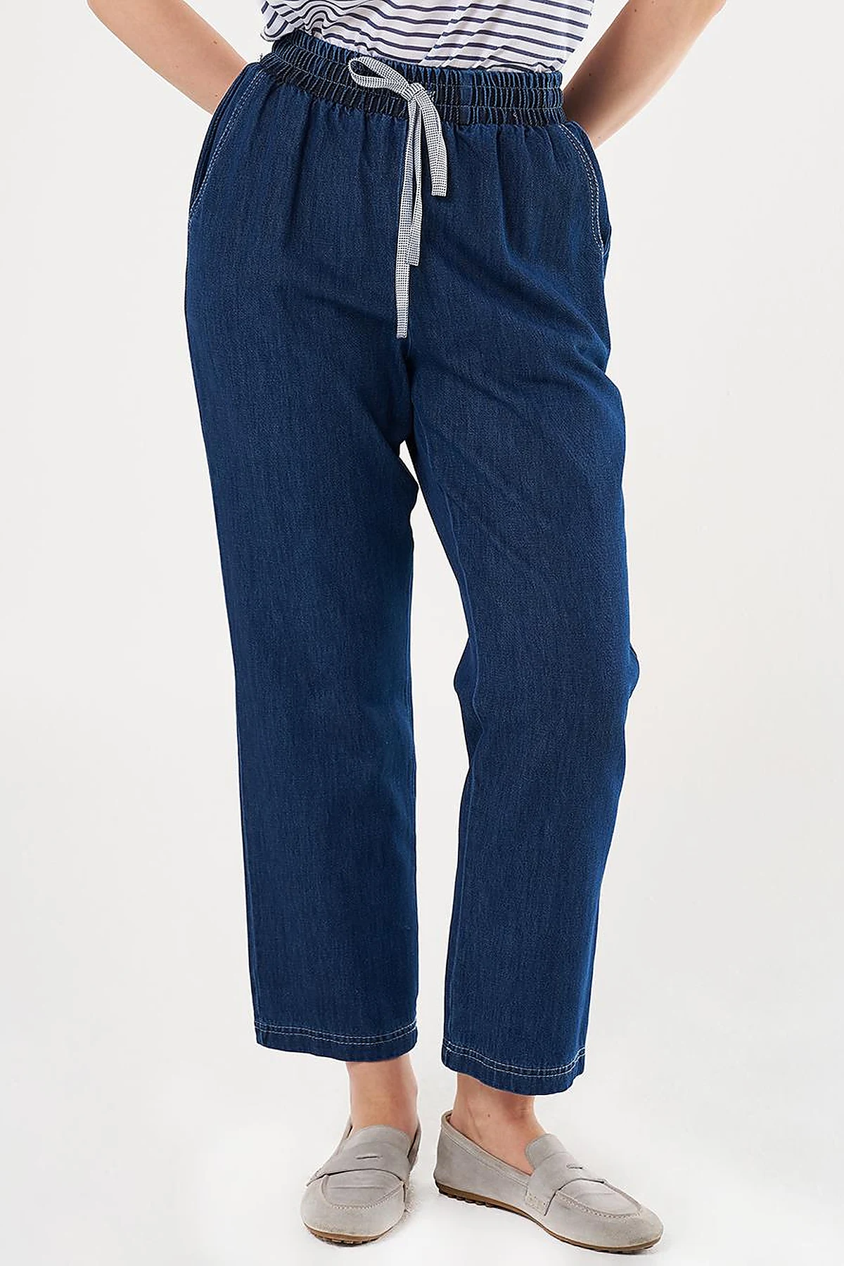 Laced Denim Pants Navy