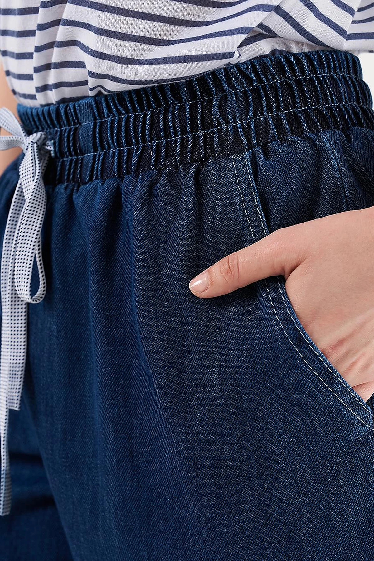 Laced Denim Pants Navy