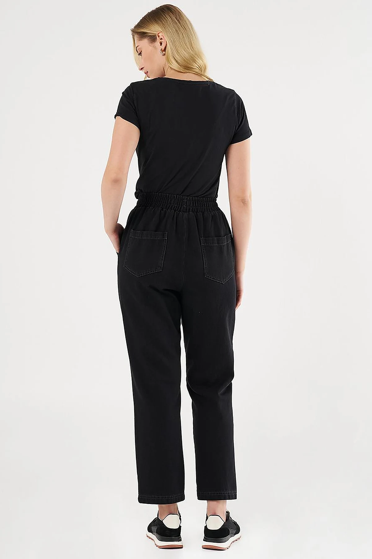Laced Denim Pants Black