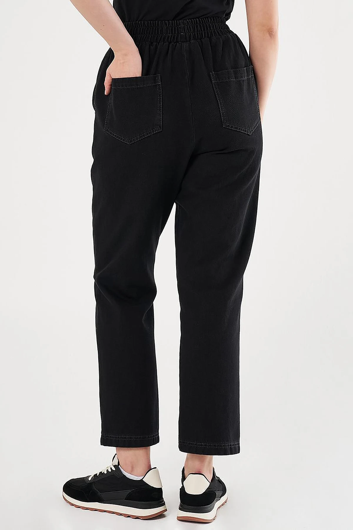 Laced Denim Pants Black