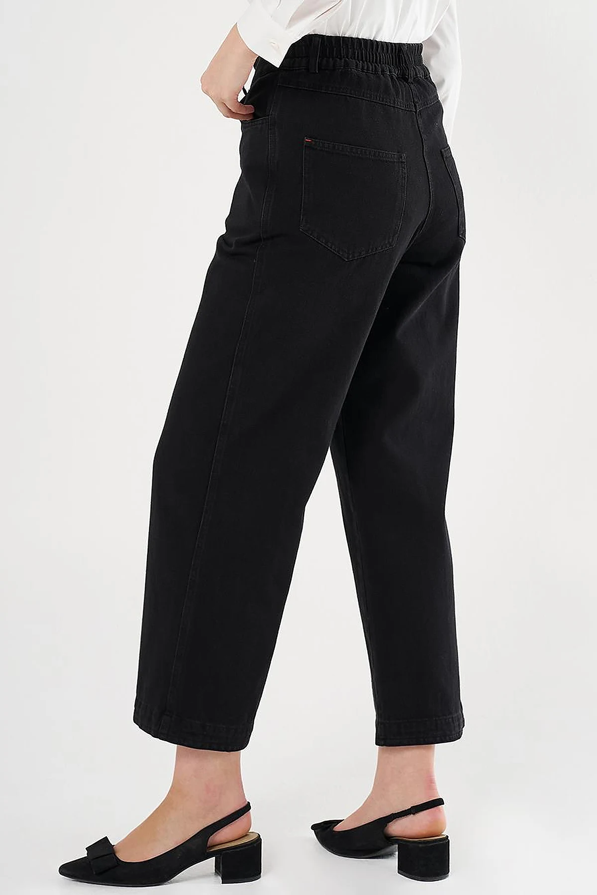 High-Waisted Denim Pants Black
