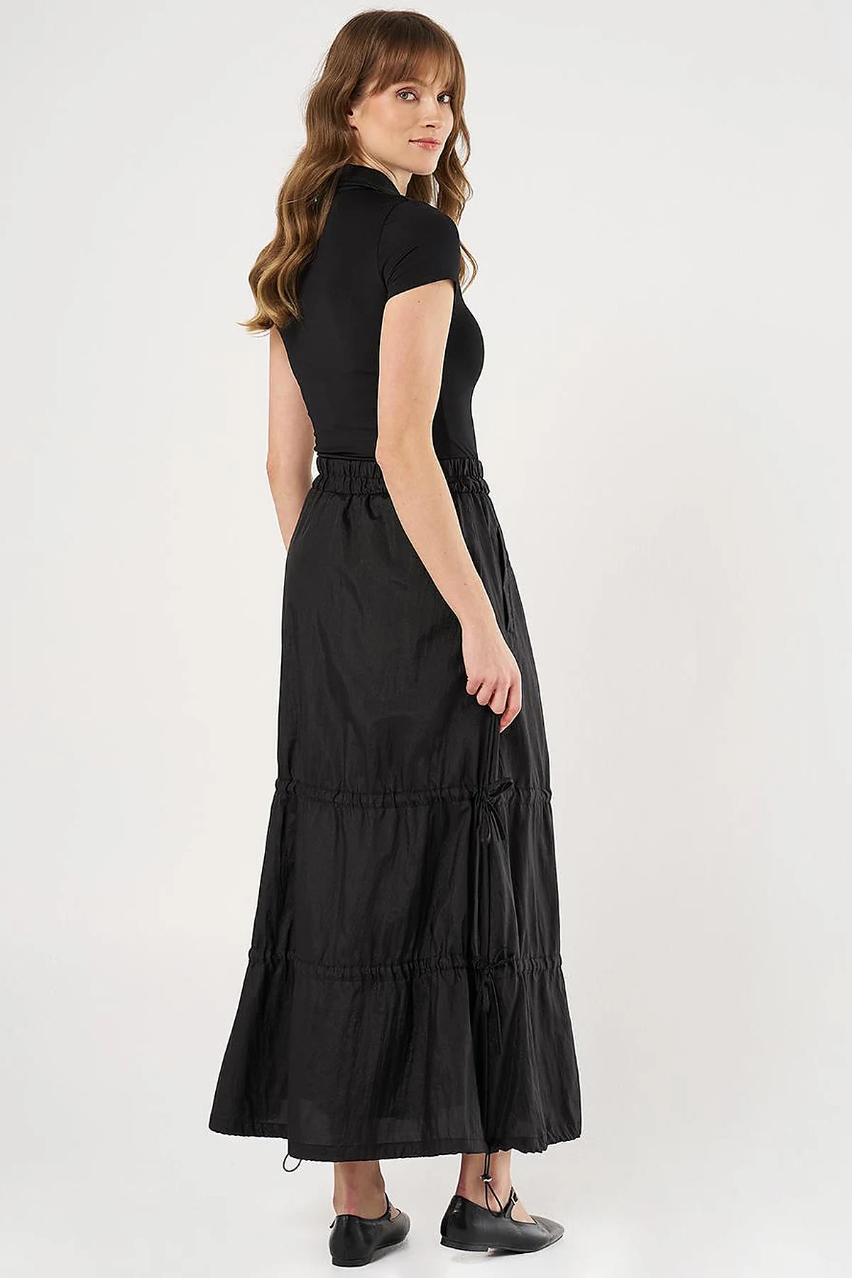 Shiny Balloon Skirt Black