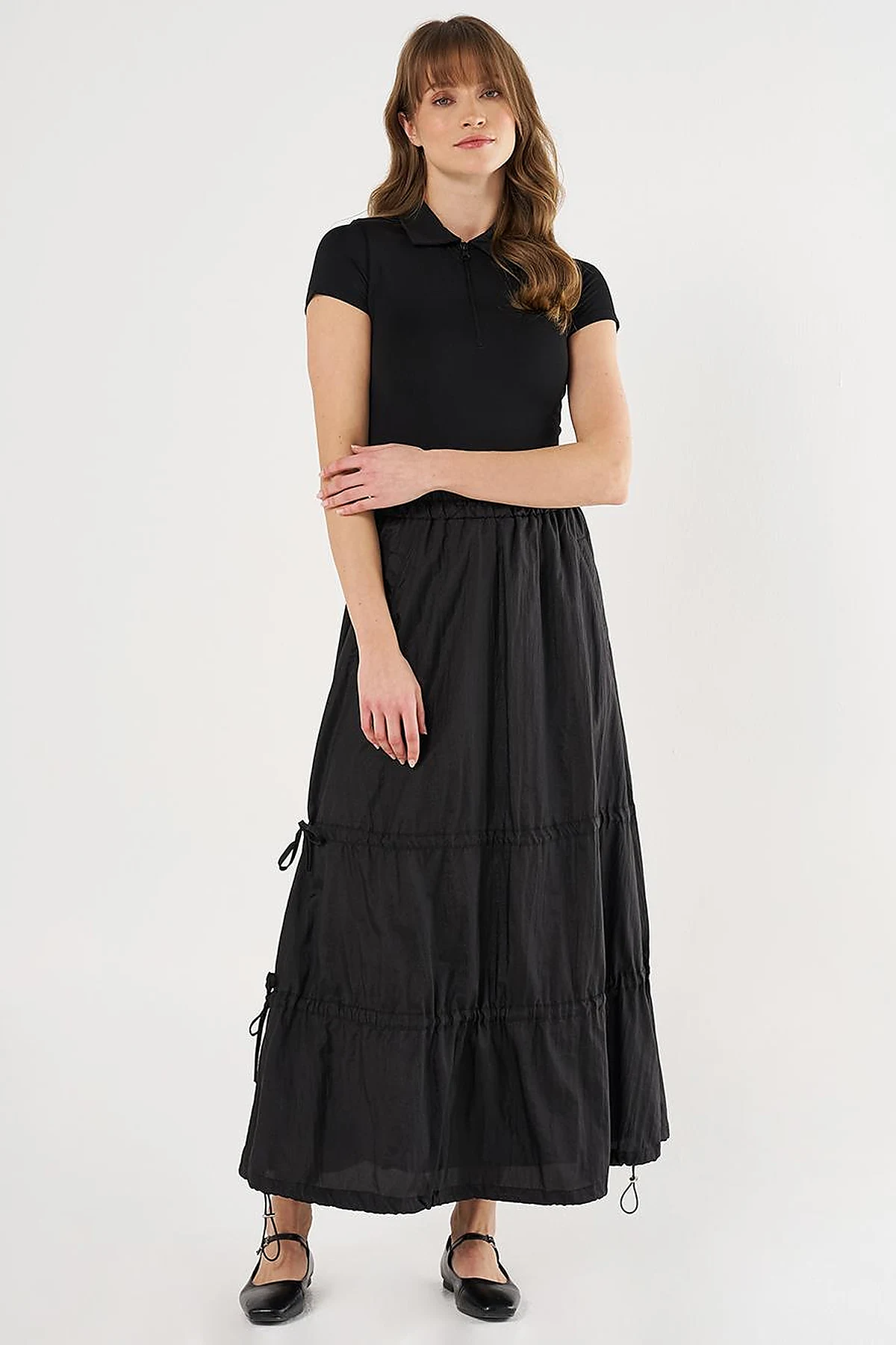 Shiny Balloon Skirt Black