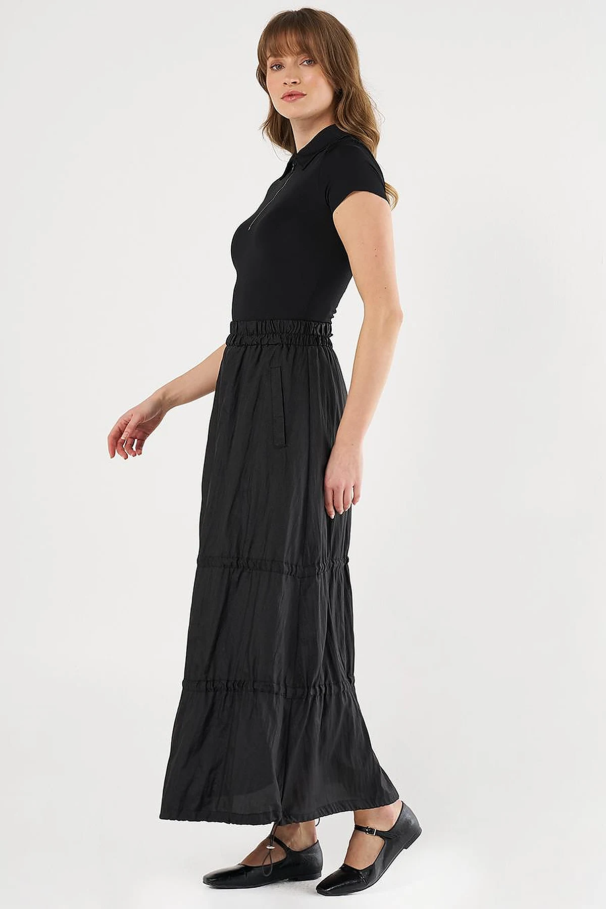 Shiny Balloon Skirt Black