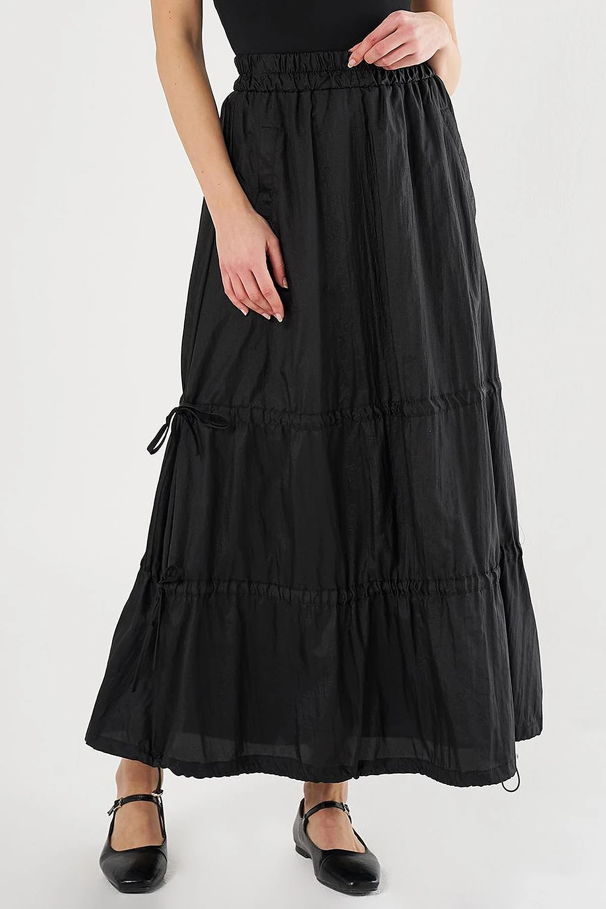 Shiny Balloon Skirt Black