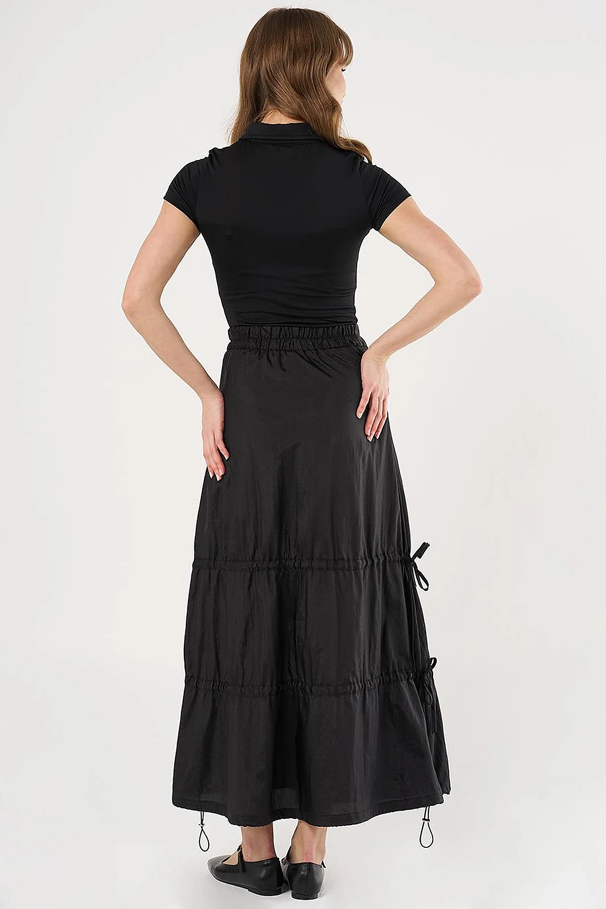 Shiny Balloon Skirt Black