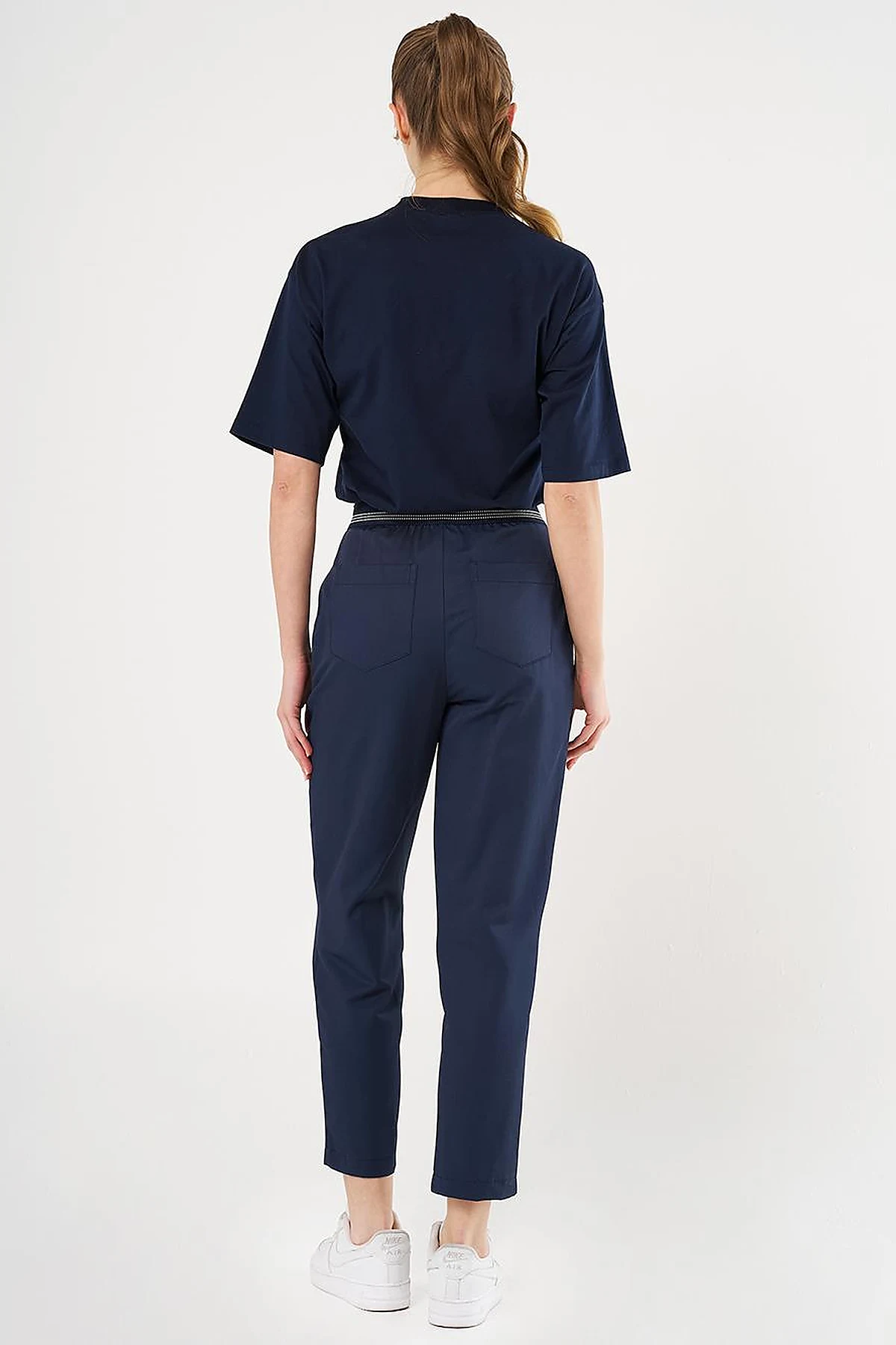 Belted Slim Fit Pants Dark Navy