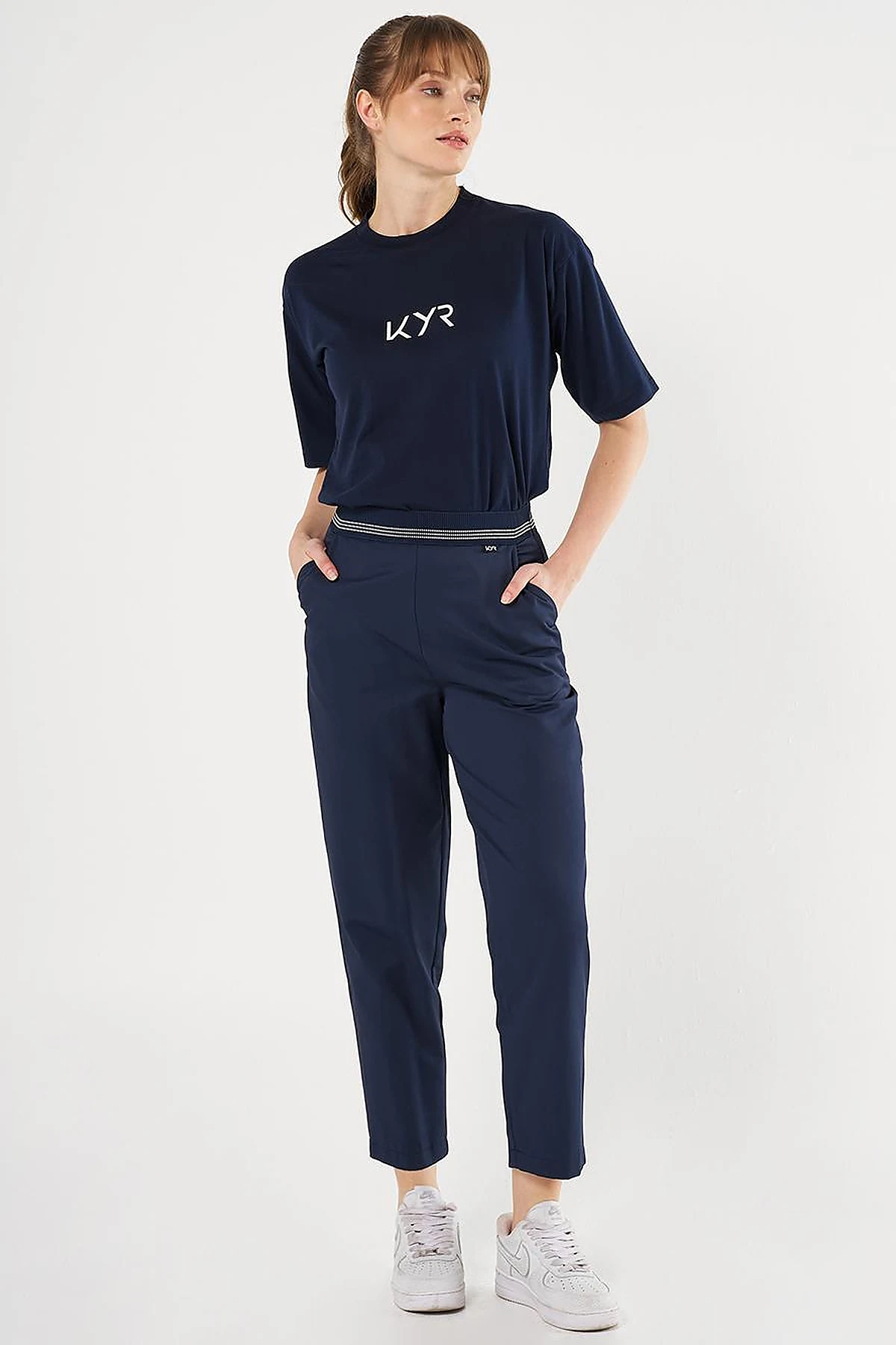 Belted Slim Fit Pants Dark Navy